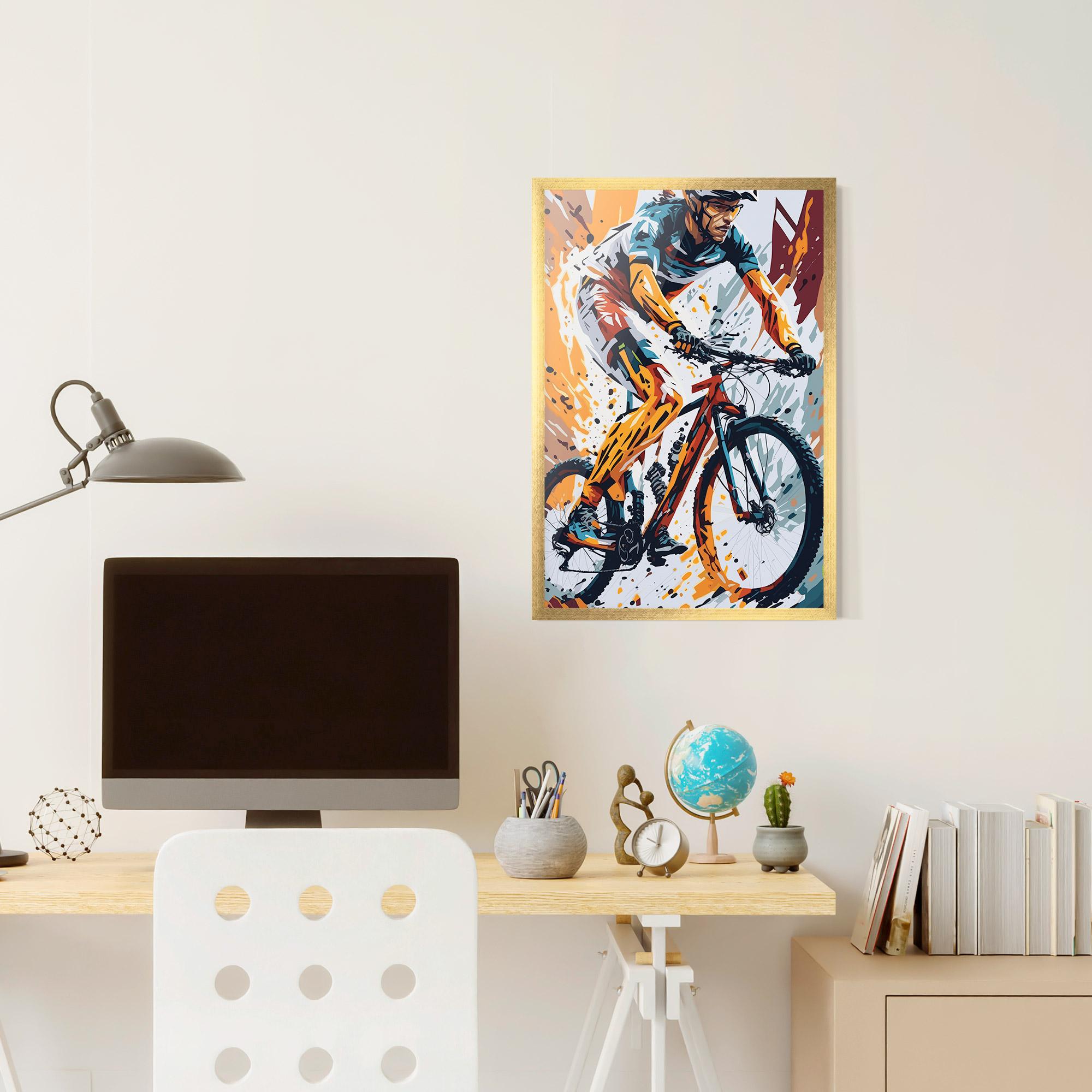 Рамкиран постер Orange Bike Art mockup 6