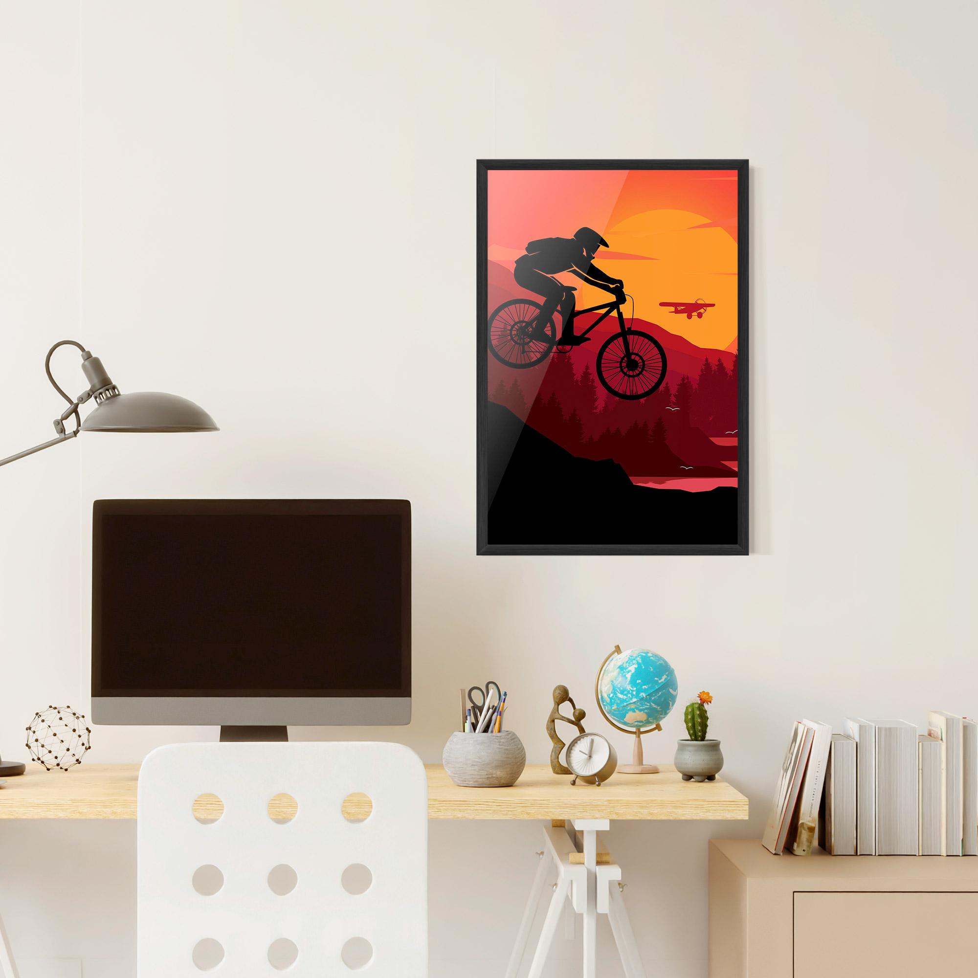Рамкиран постер Mountain Bike Sunset mockup 6