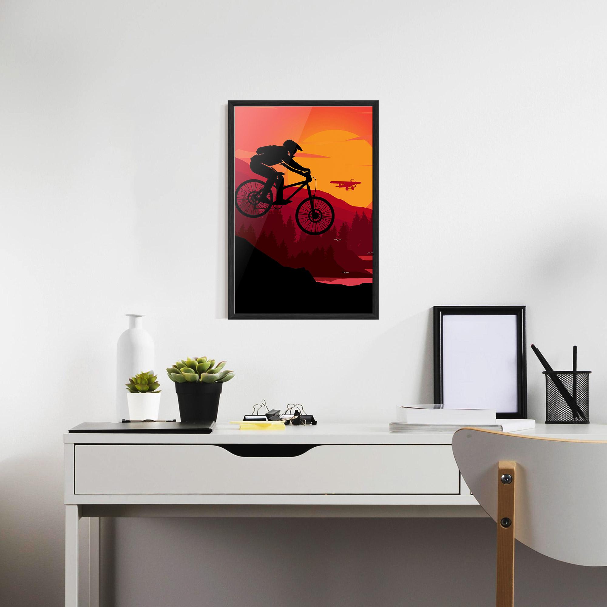 Рамкиран постер Mountain Bike Sunset mockup 7