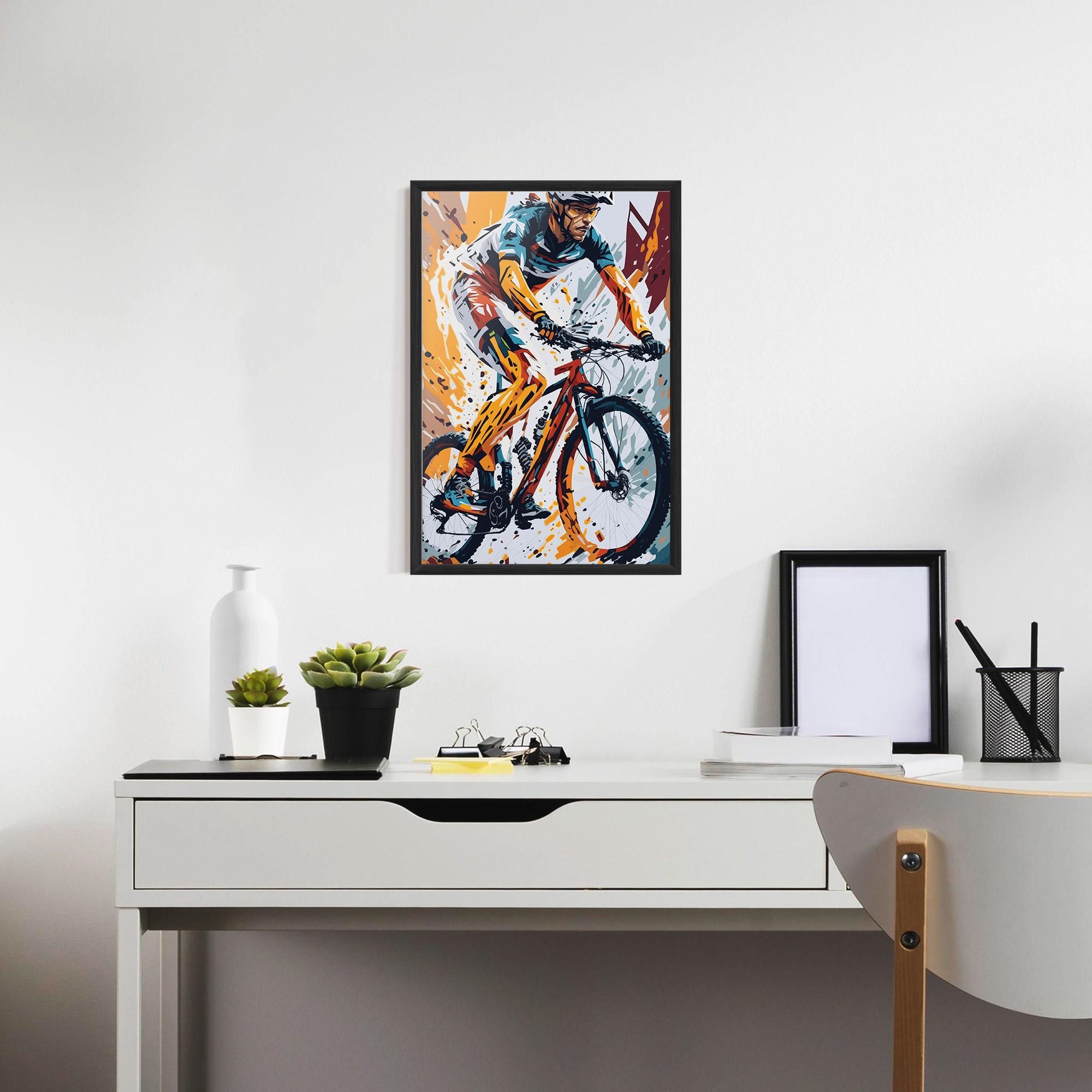 Рамкиран постер Orange Bike Art mockup 7