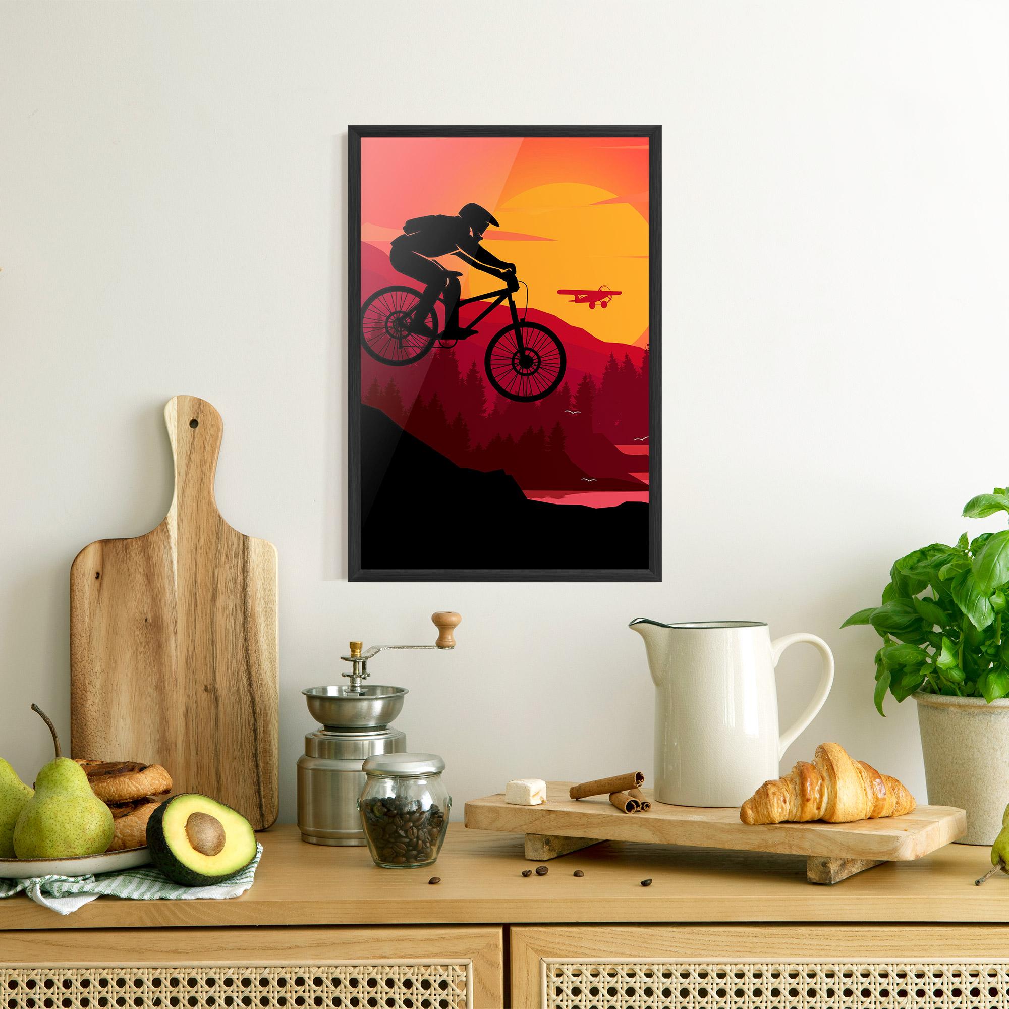 Рамкиран постер Mountain Bike Sunset mockup 8