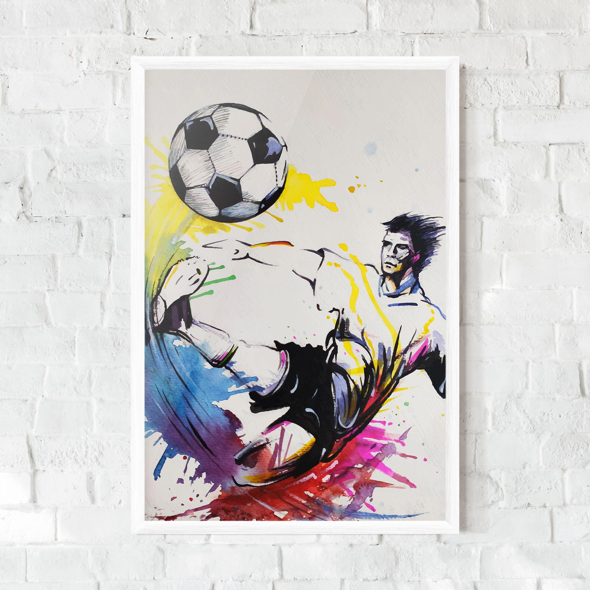 Рамкиран постер Yellow Art Football mockup 0