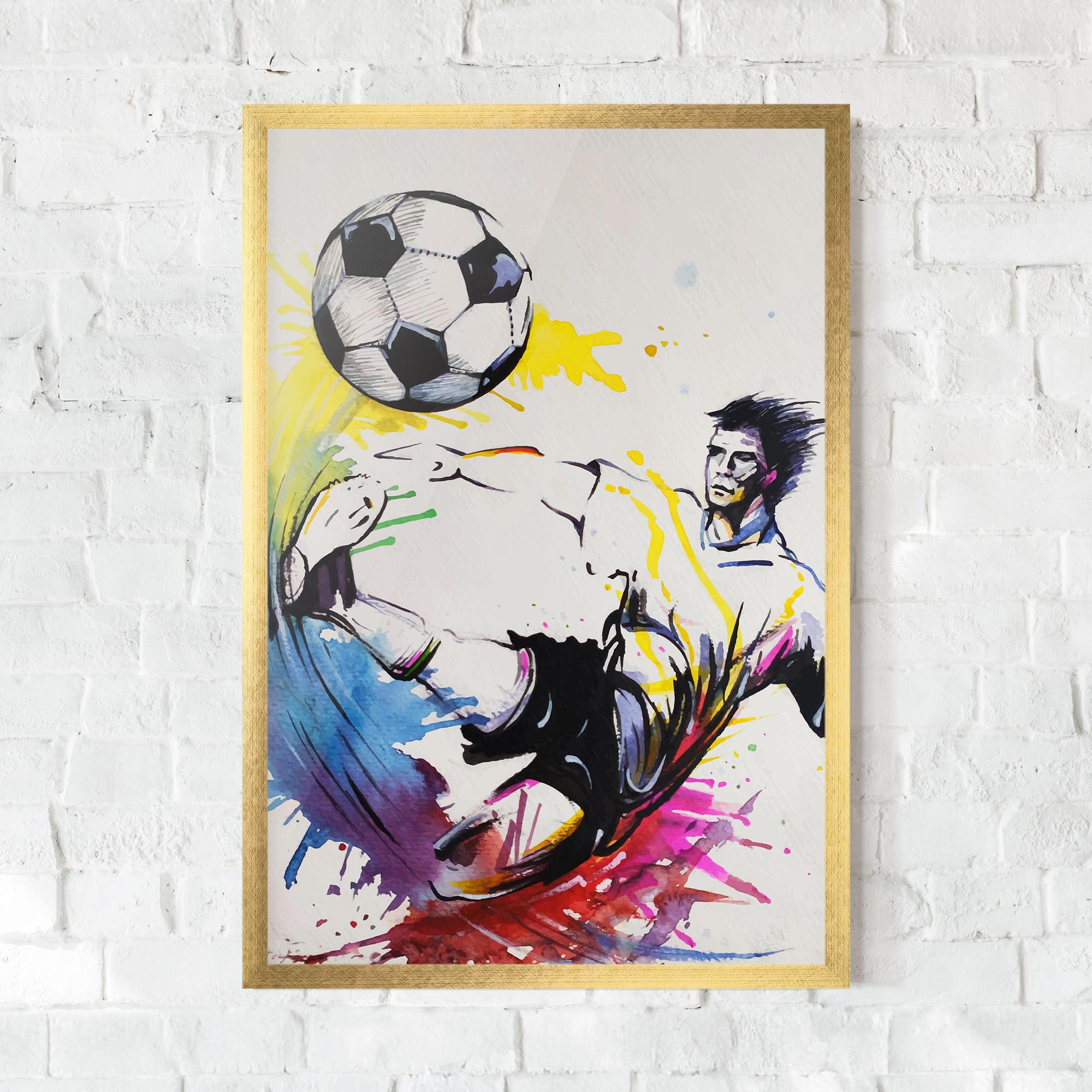 Рамкиран постер Yellow Art Football mockup 0