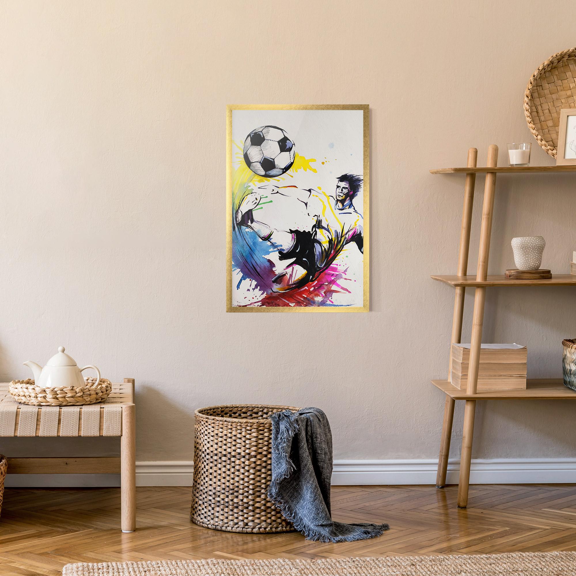 Рамкиран постер Yellow Art Football mockup 9