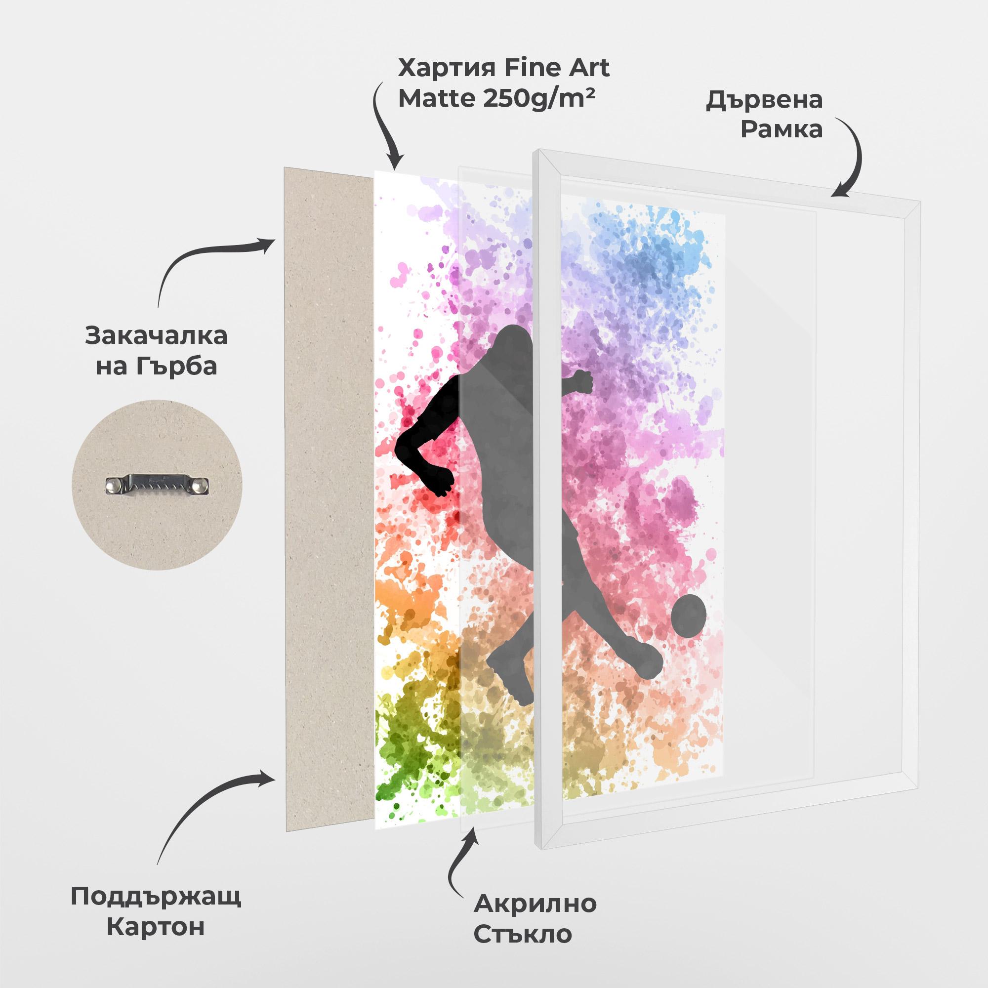 Рамкиран постер Colorful Art Football mockup 1