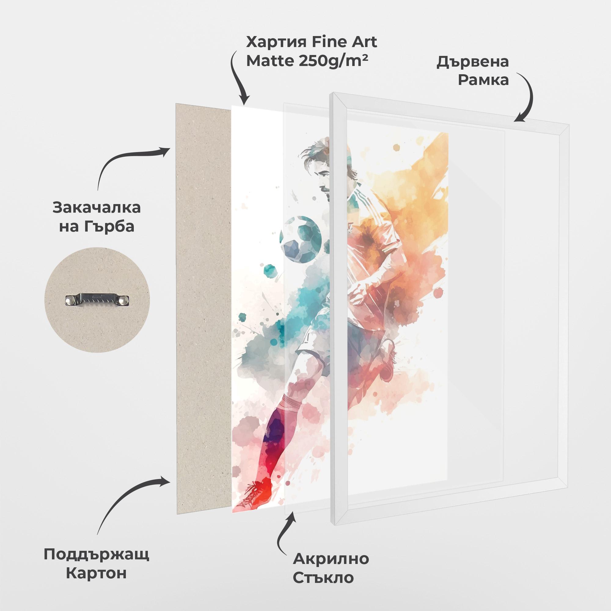 Рамкиран постер Football Watercolor mockup 1