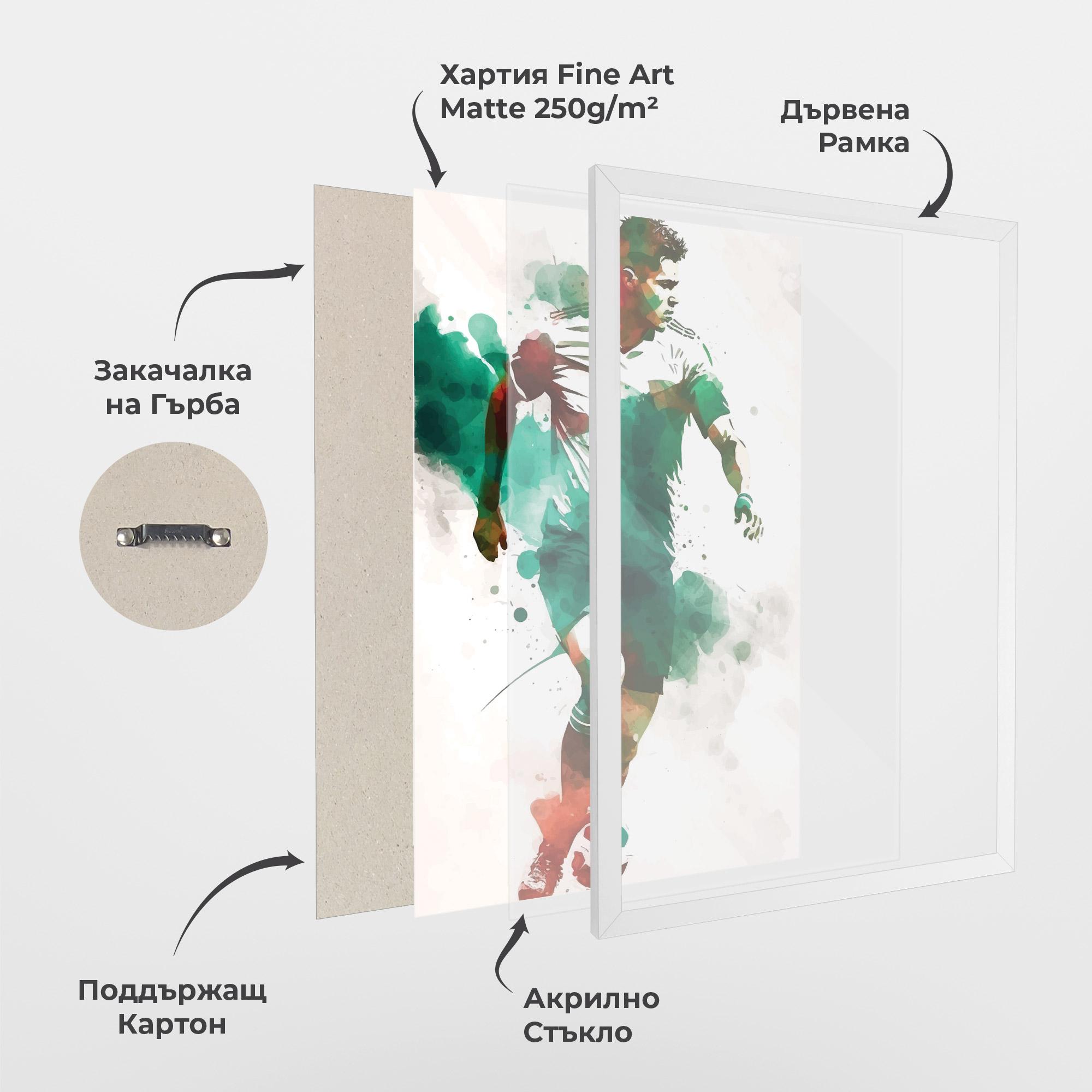 Рамкиран постер Green Football mockup 1