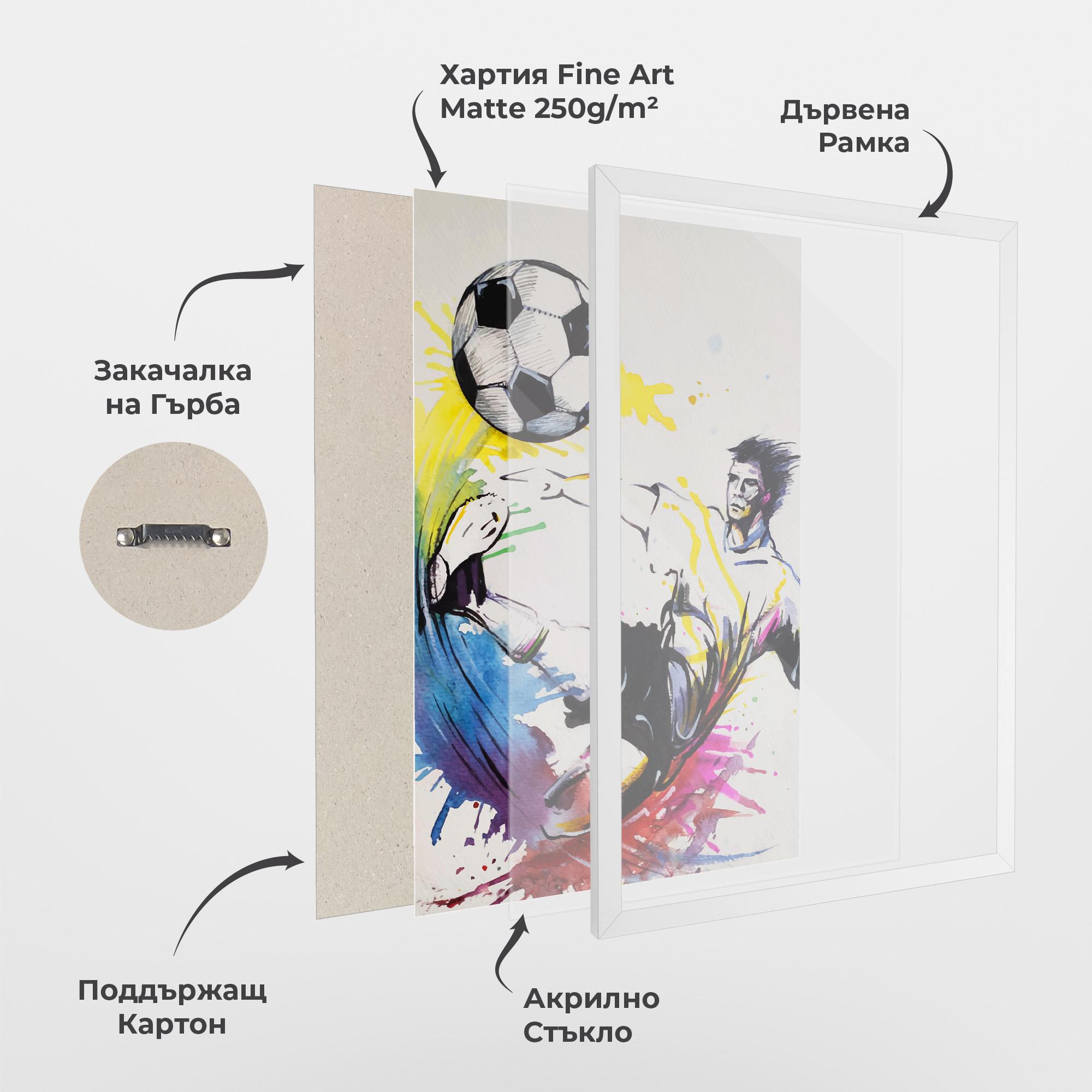 Рамкиран постер Yellow Art Football mockup 1