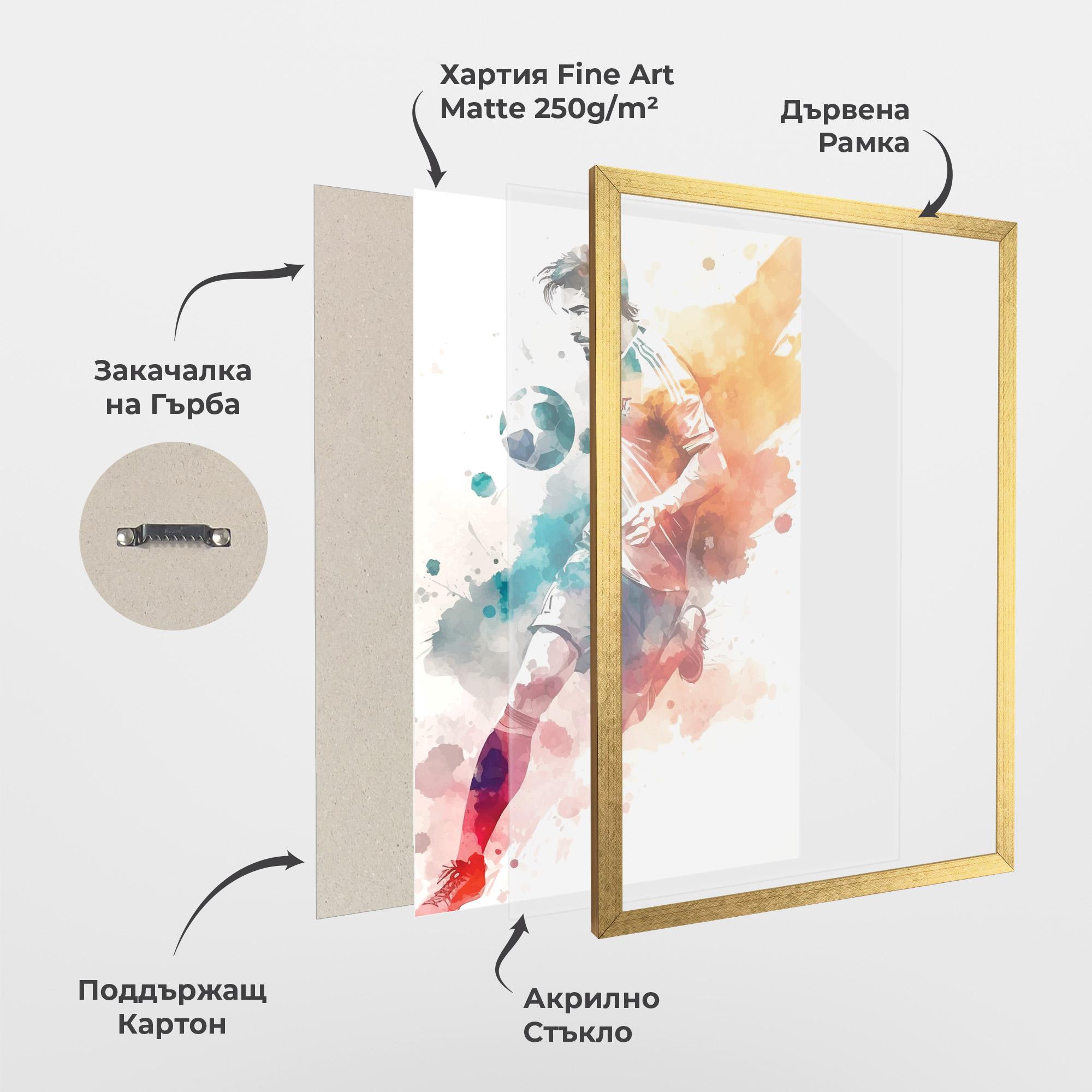 Рамкиран постер Football Watercolor mockup 1