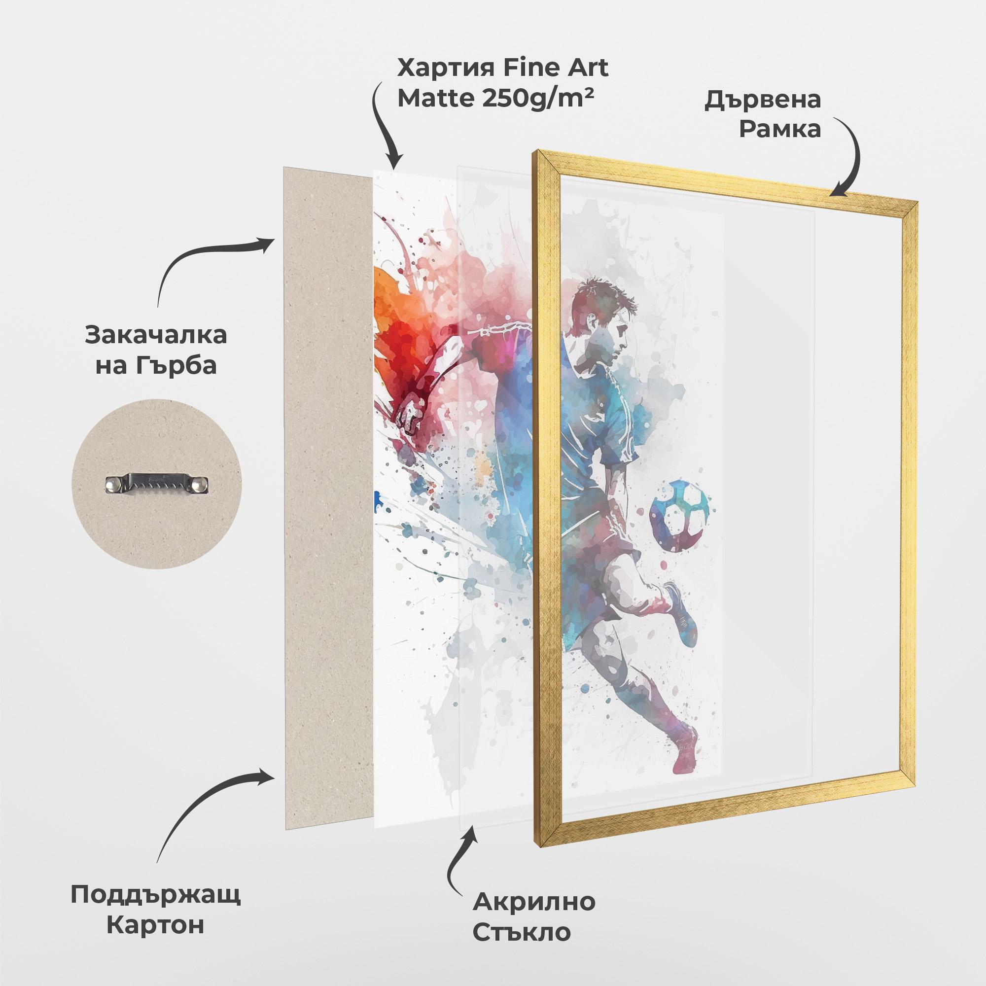 Рамкиран постер Watercolor Football mockup 1