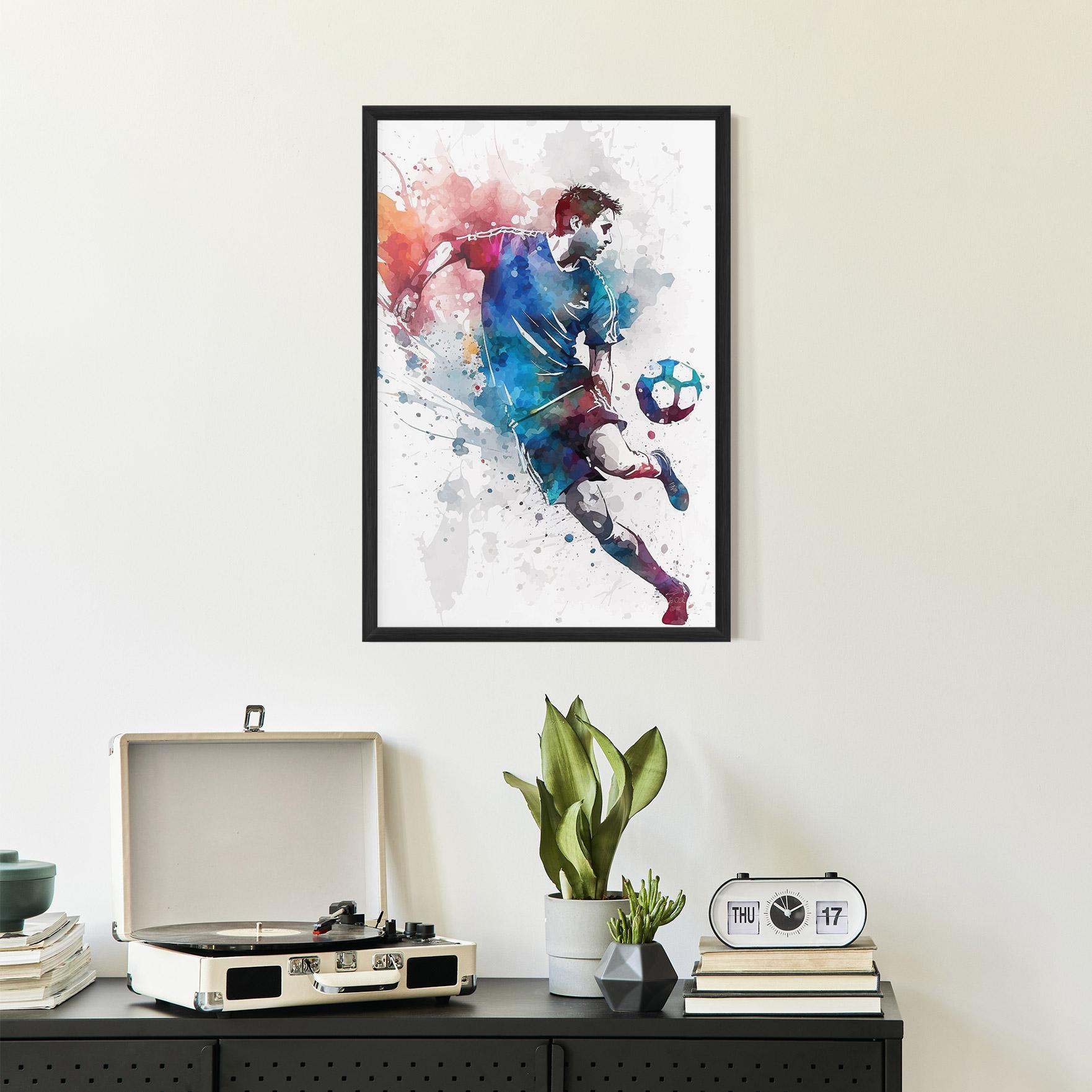 Рамкиран постер Watercolor Football mockup 2