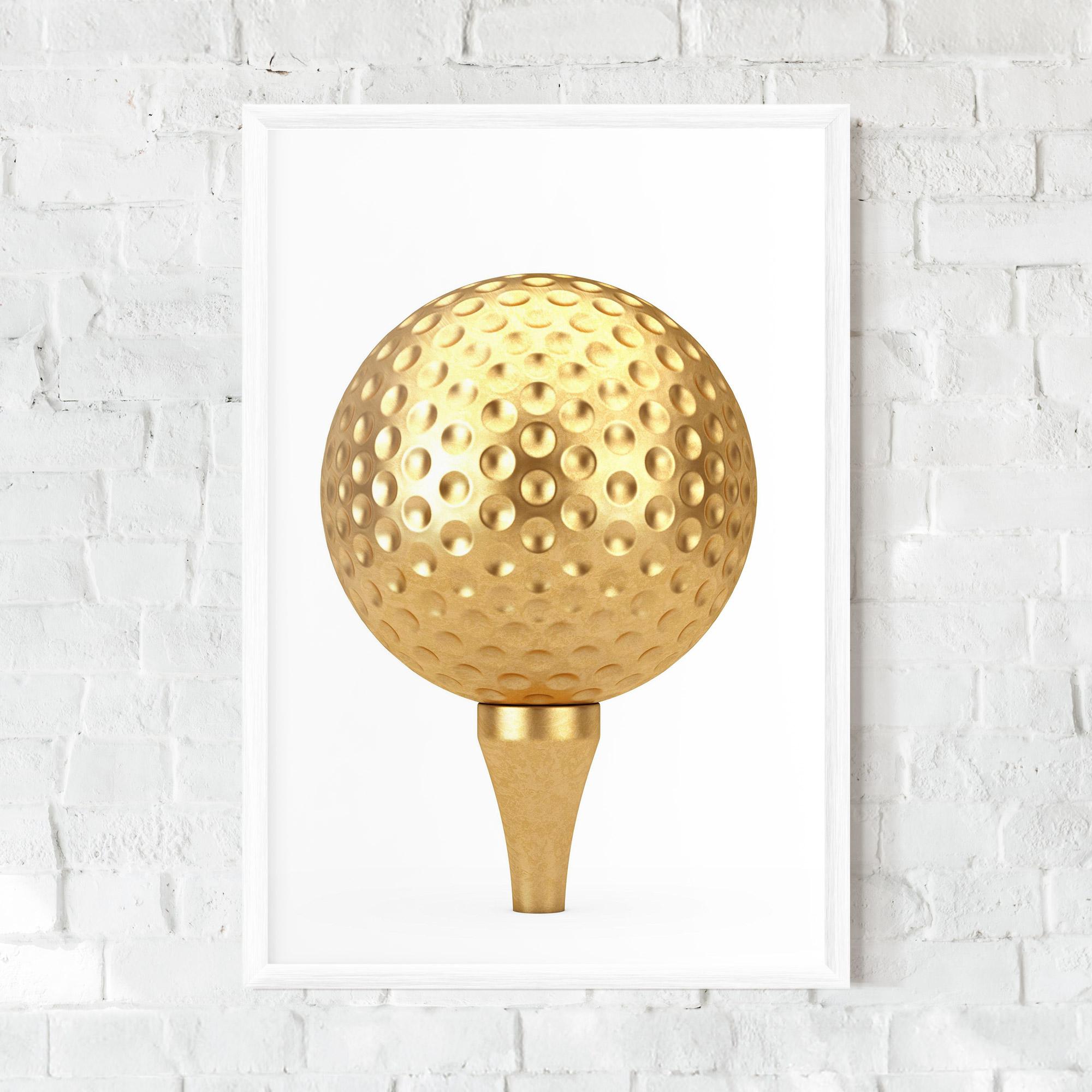 Рамкиран постер Golden Golf Ball mockup 0