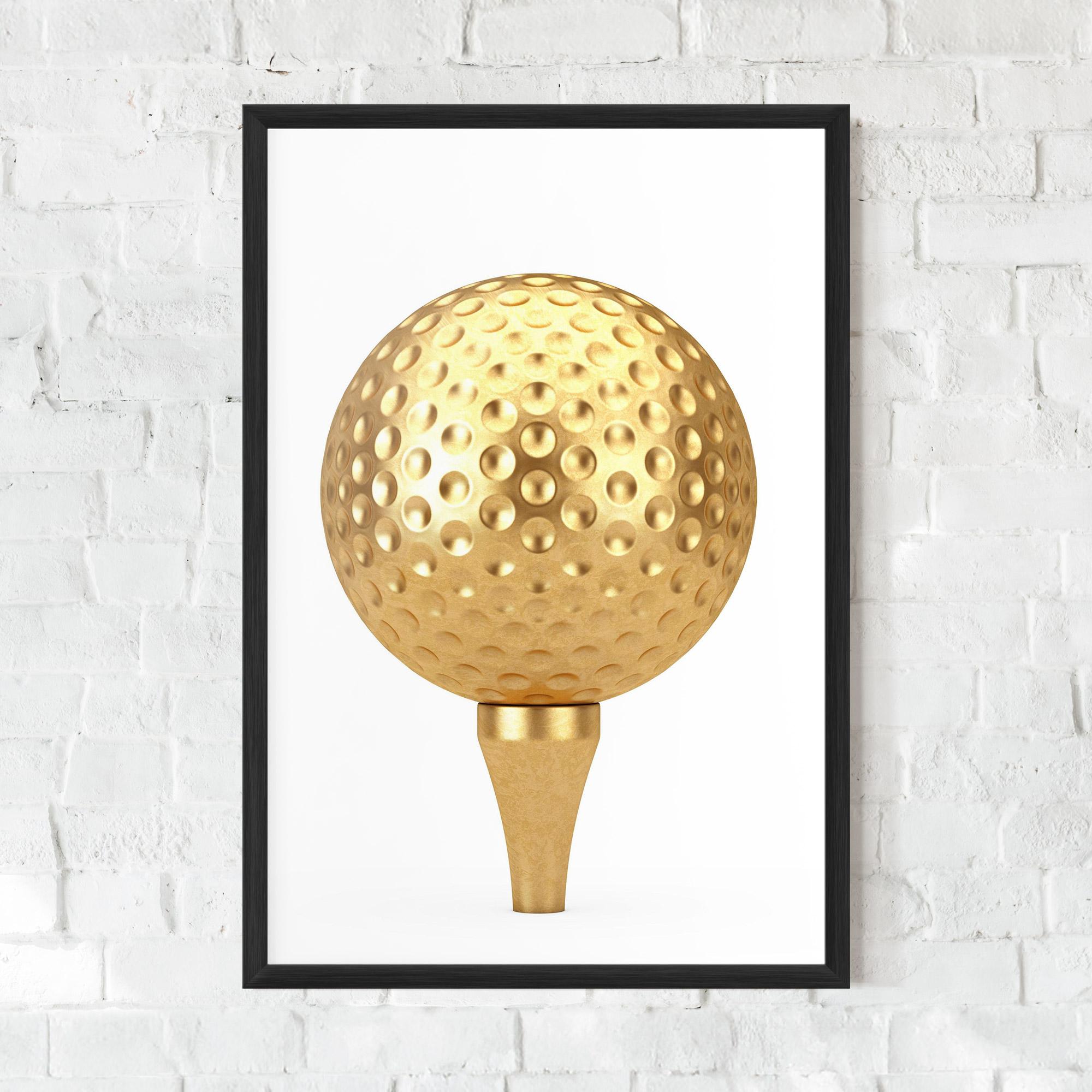 Рамкиран постер Golden Golf Ball mockup 0