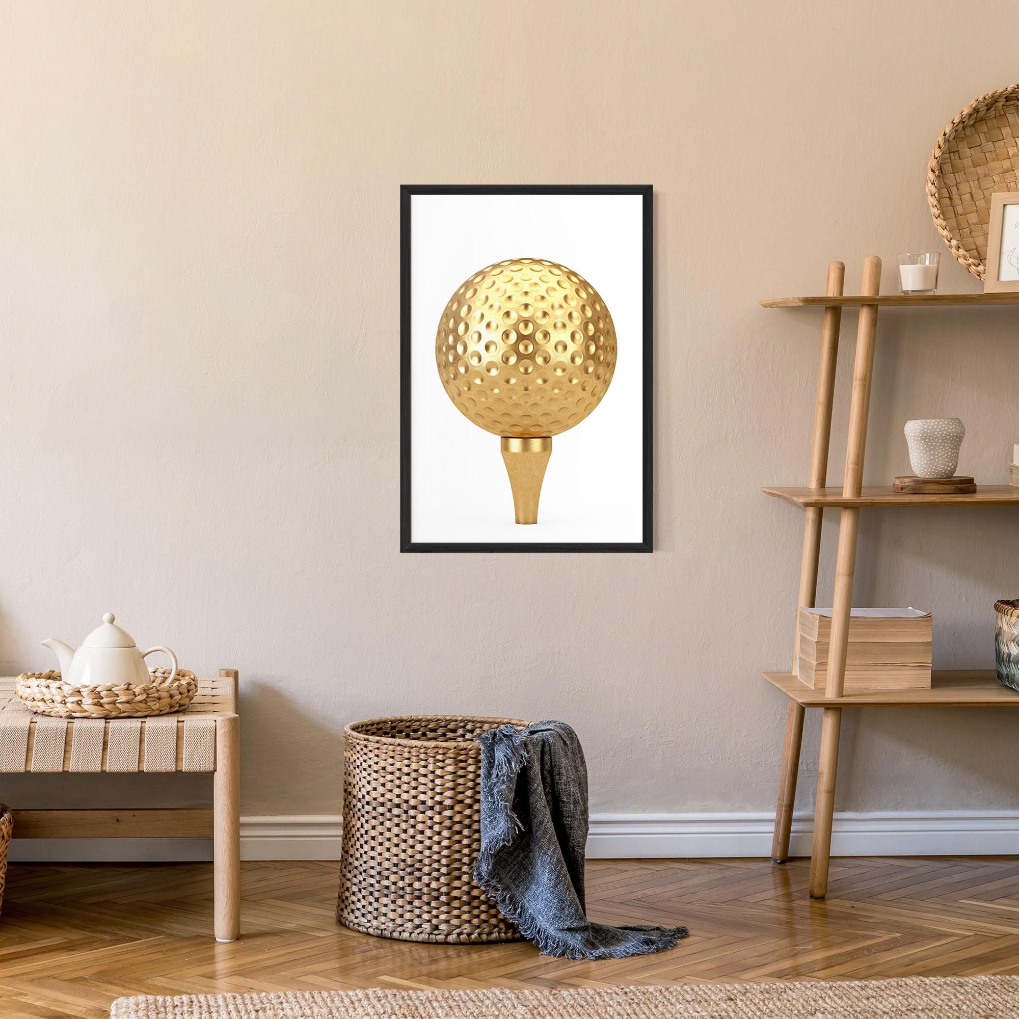 Рамкиран постер Golden Golf Ball mockup 9