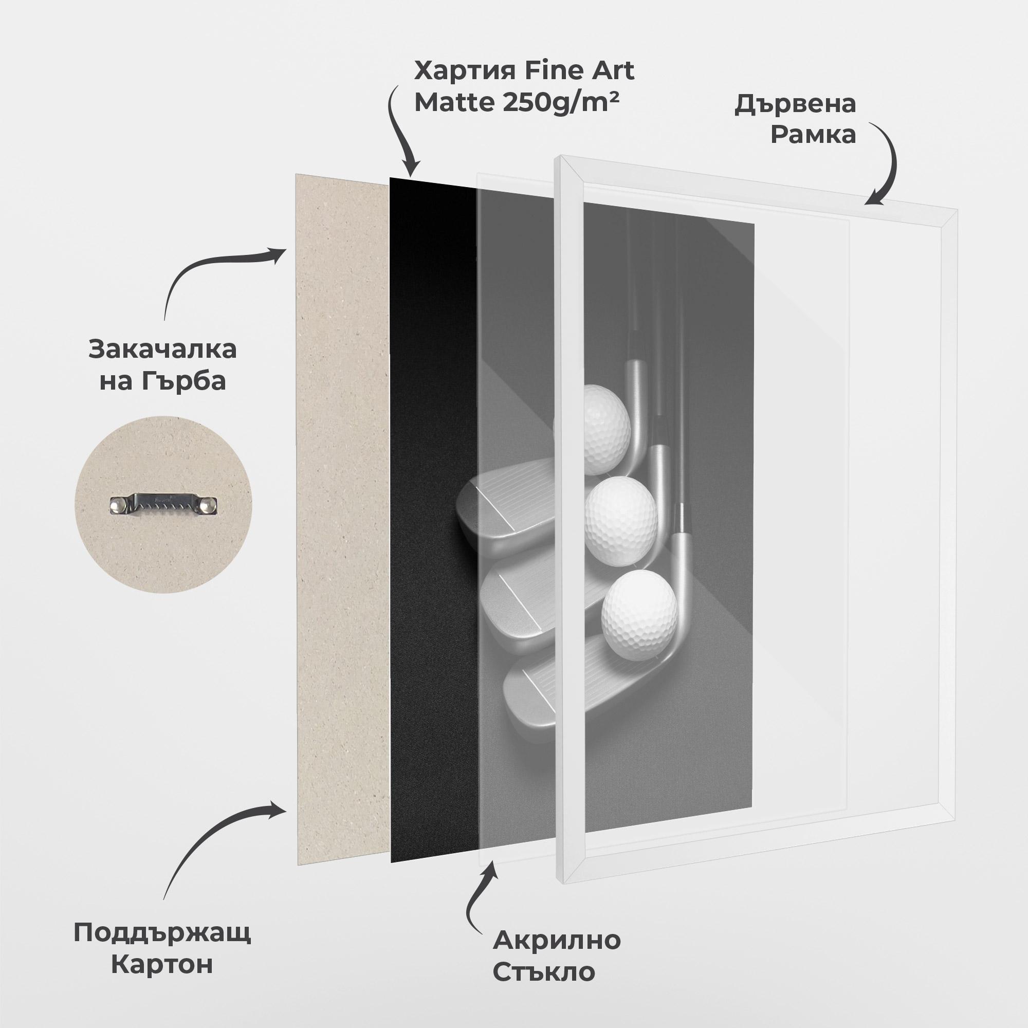 Рамкиран постер 3 Golf Balls mockup 1