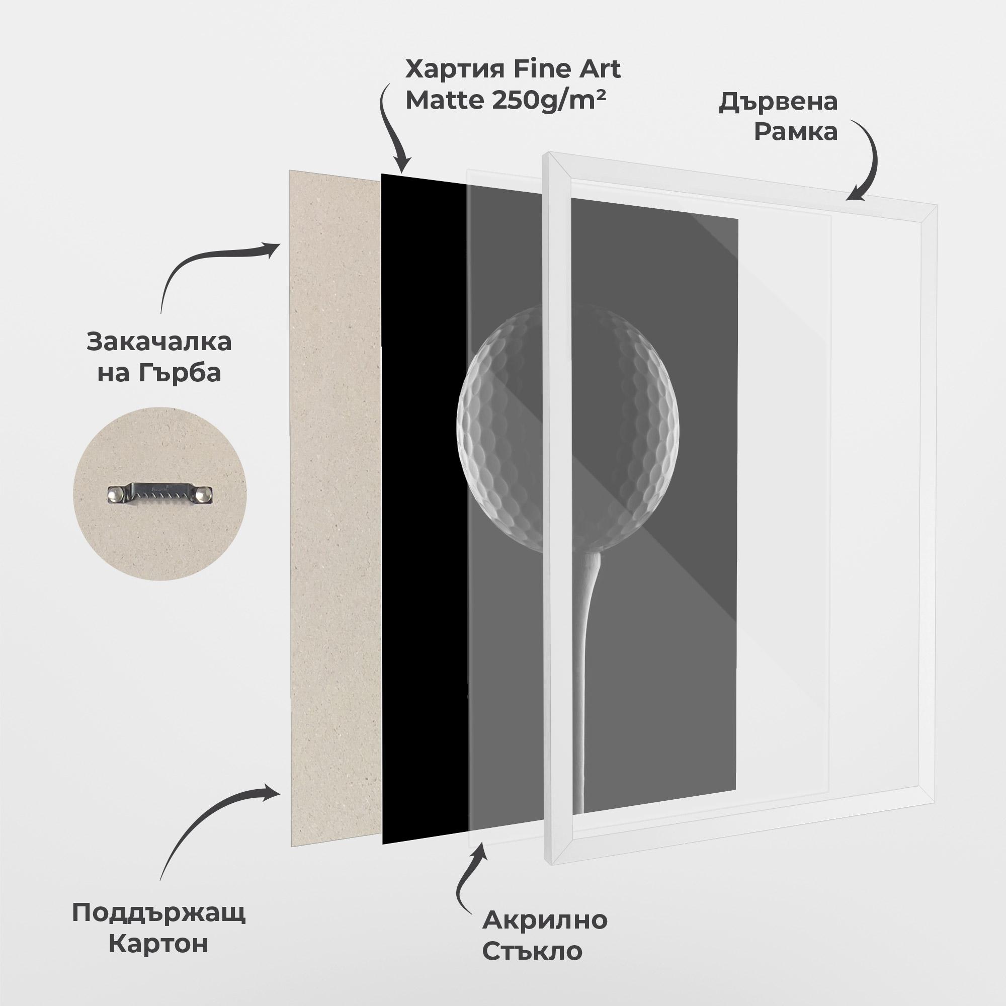 Рамкиран постер Golf Ball Black mockup 1