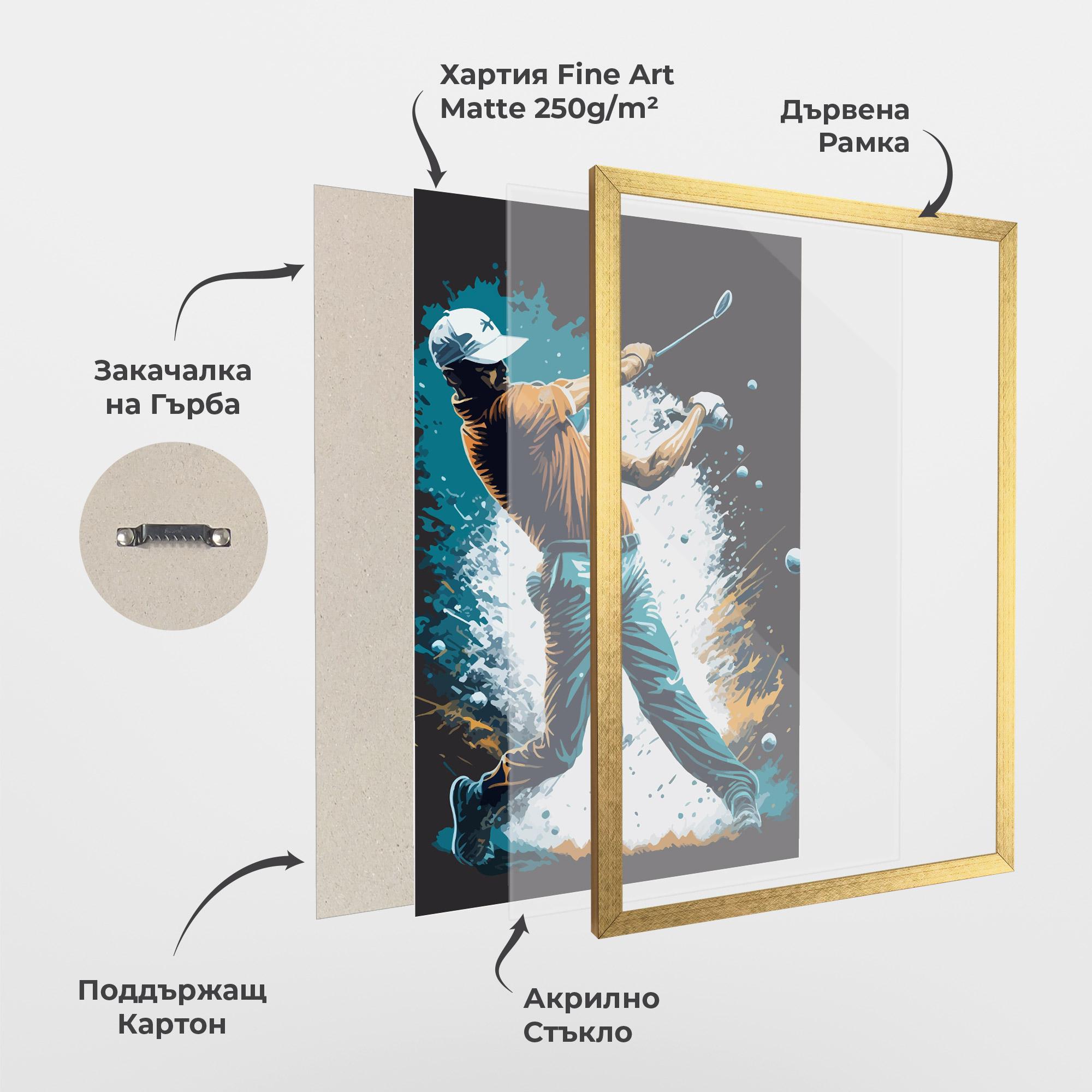 Рамкиран постер Golf On Grey mockup 1