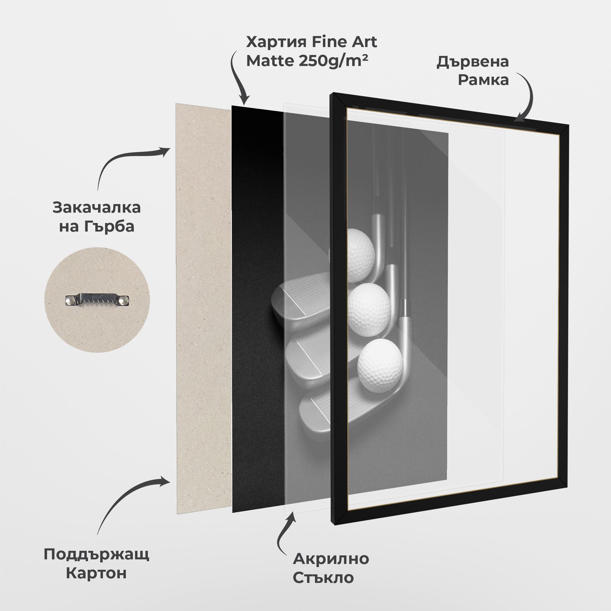 Рамкиран постер 3 Golf Balls mockup 1