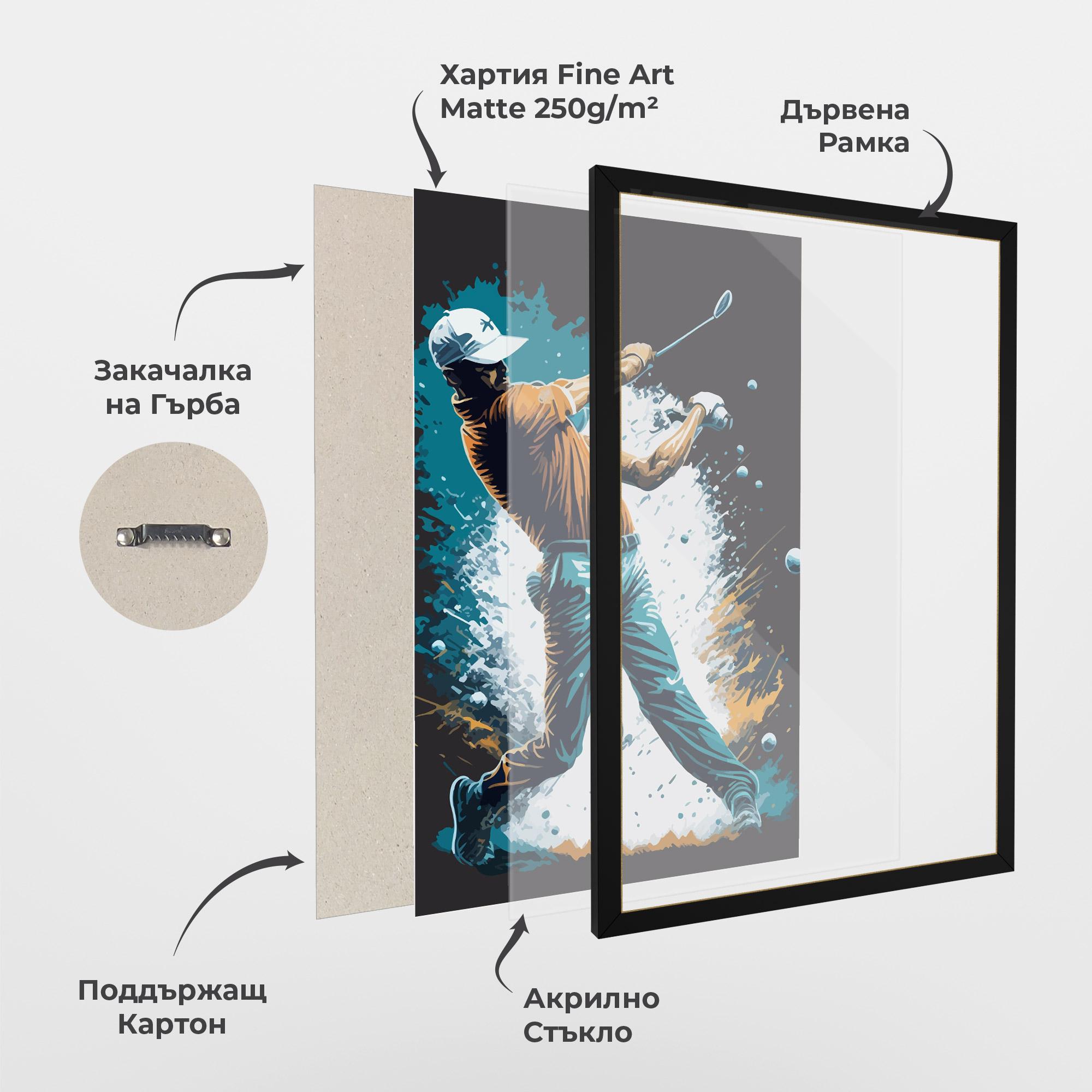 Рамкиран постер Golf On Grey mockup 1