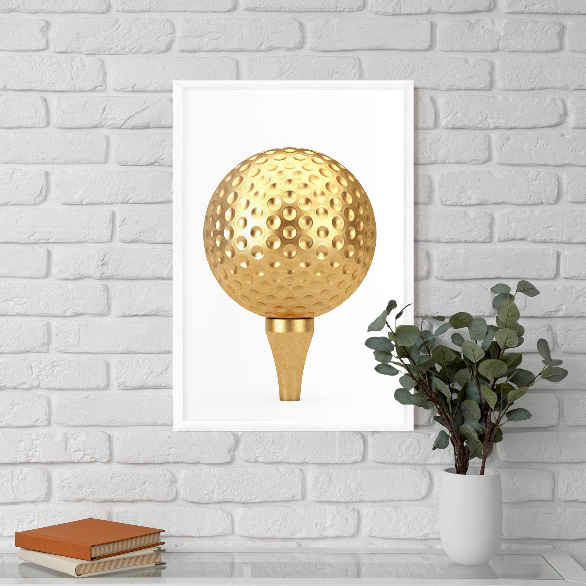 Рамкиран постер Golden Golf Ball mockup 5