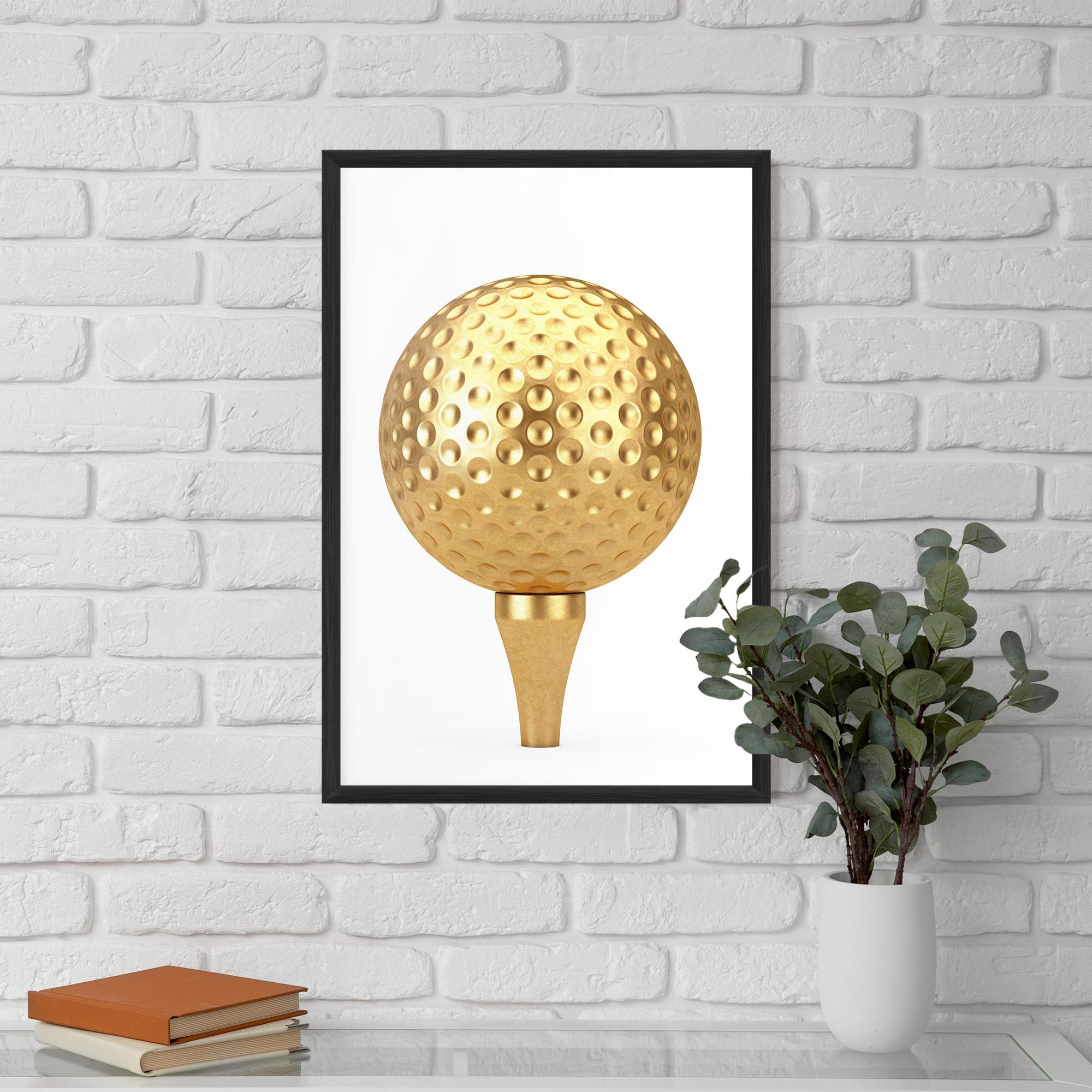 Рамкиран постер Golden Golf Ball mockup 5
