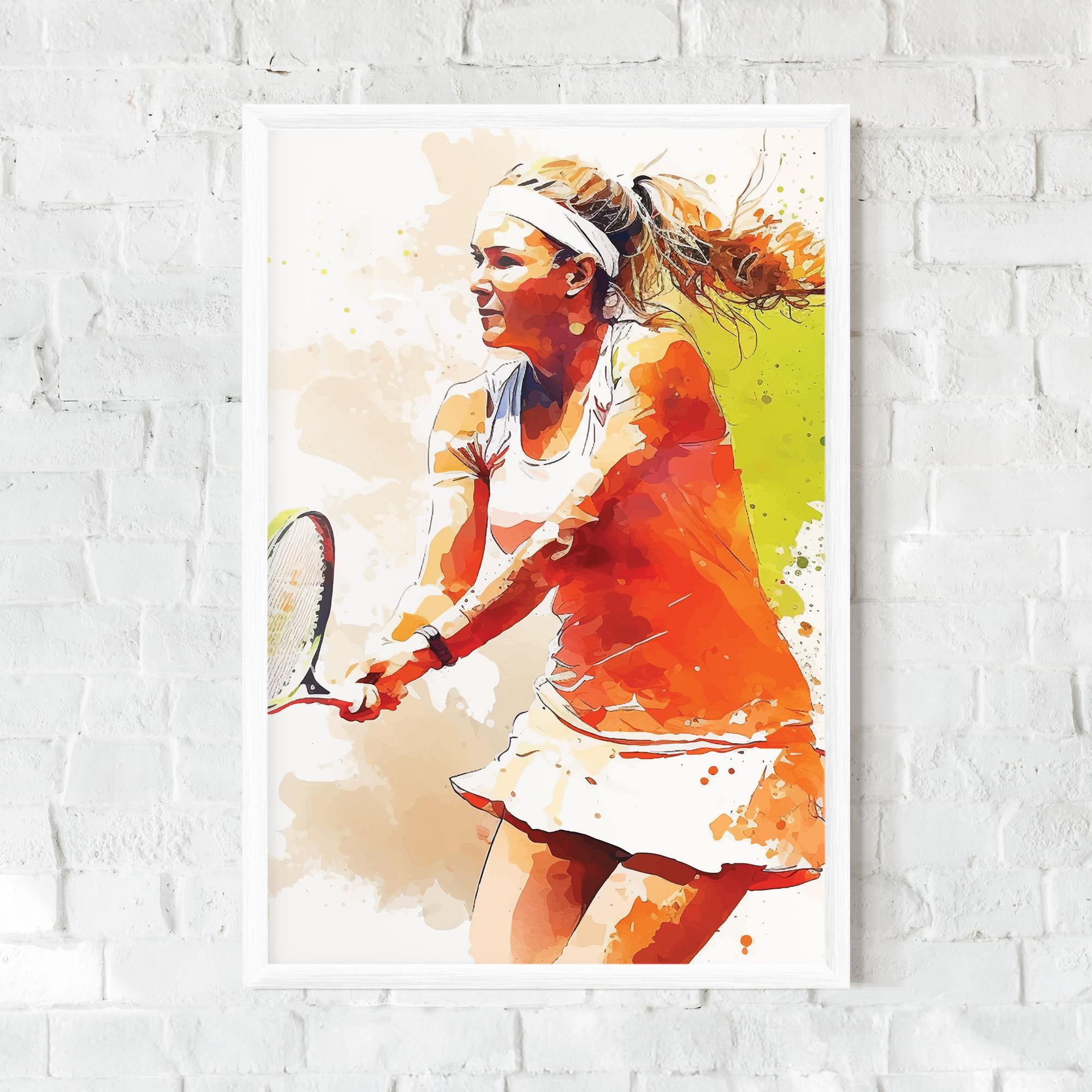 Рамкиран постер Orange Watercolor Tennis mockup 0