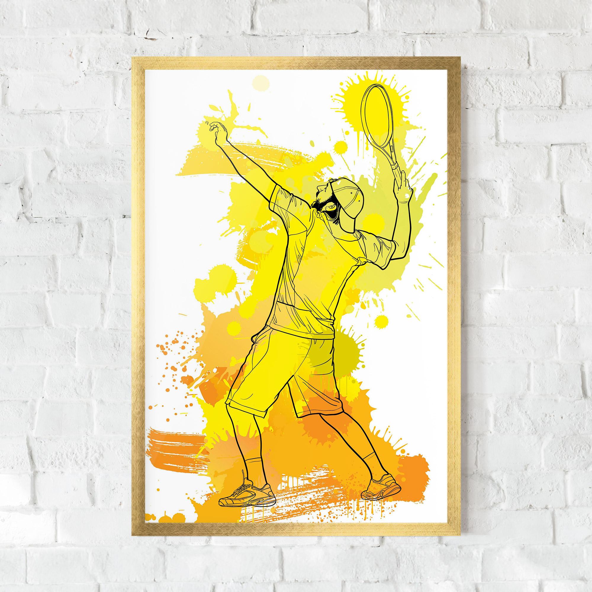 Рамкиран постер Yellow Art Tennis mockup 0