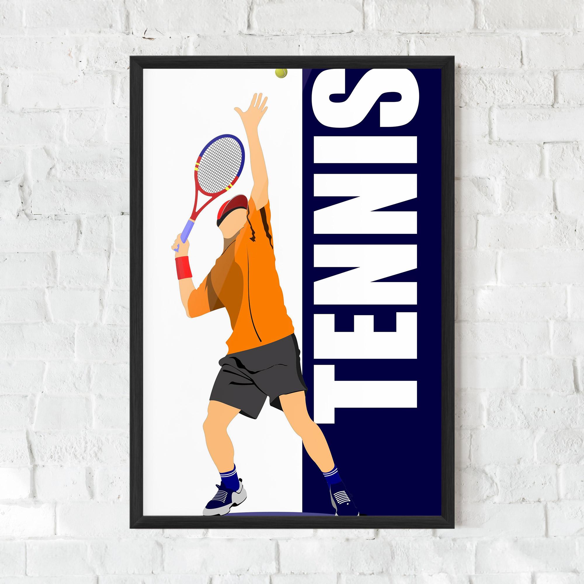 Рамкиран постер Orange Tennis Player mockup 0