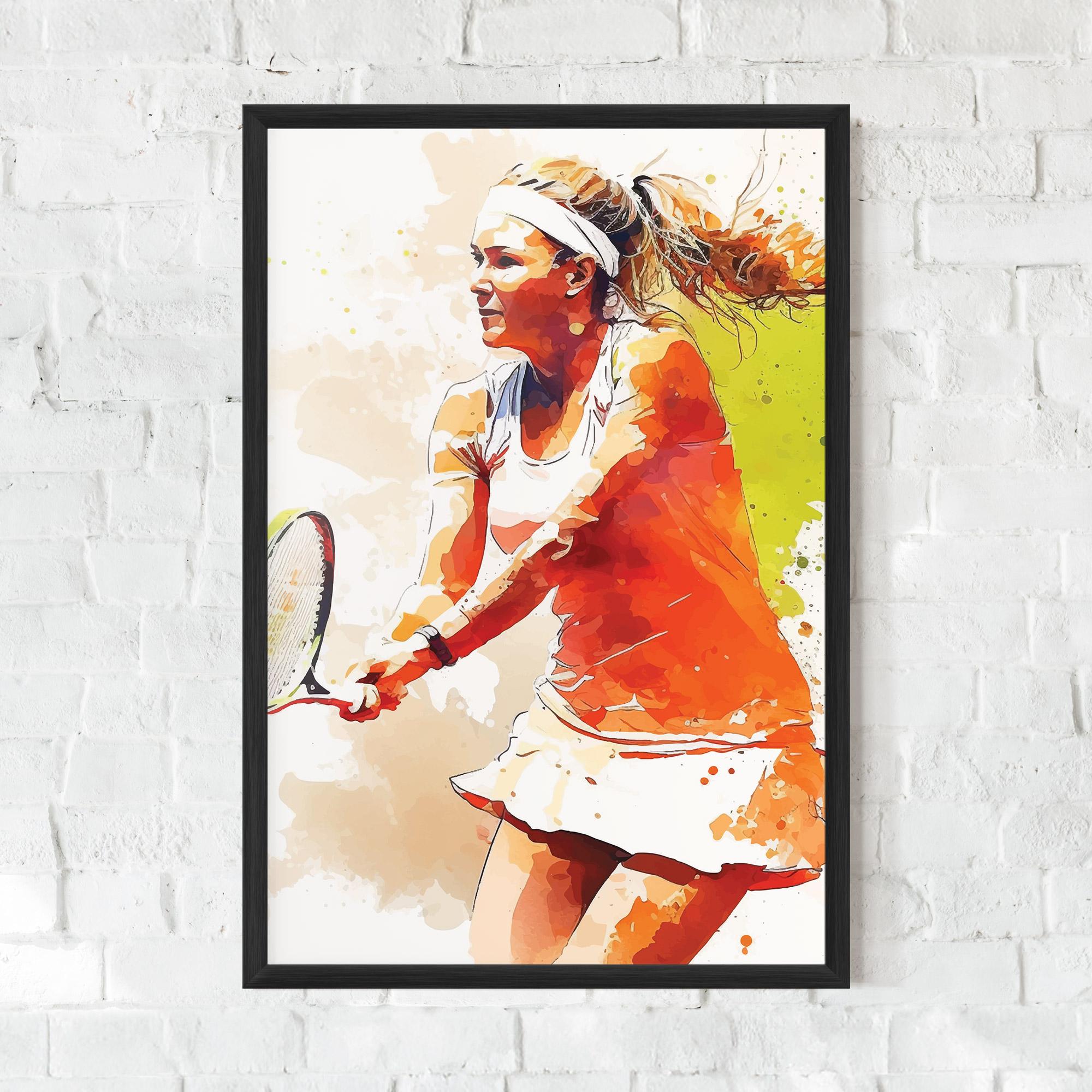 Рамкиран постер Orange Watercolor Tennis mockup 0