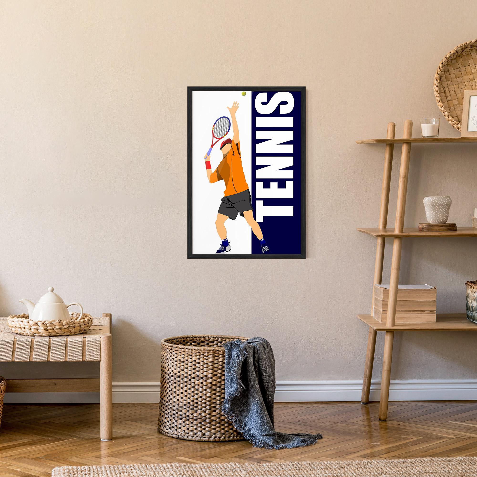 Рамкиран постер Orange Tennis Player mockup 9