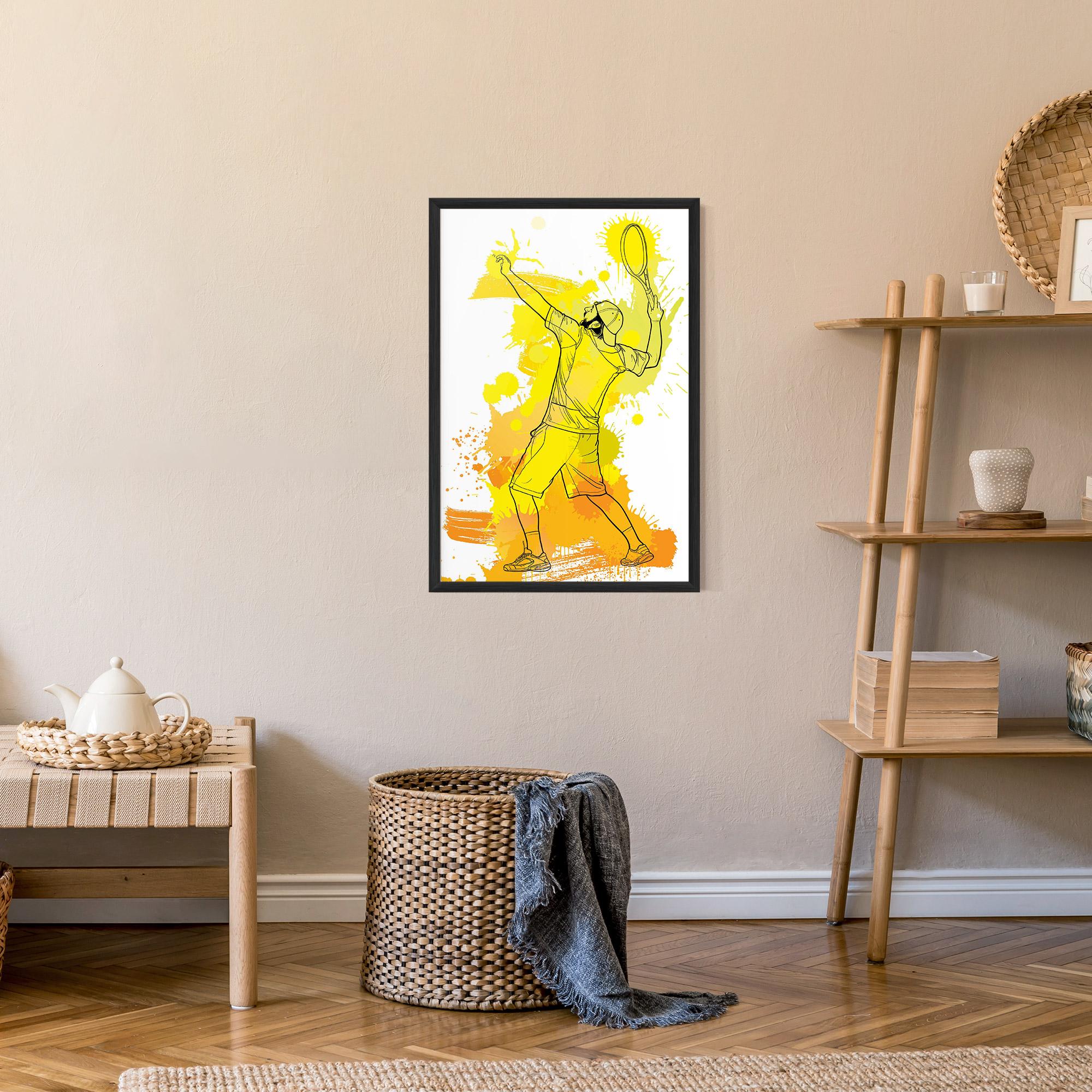 Рамкиран постер Yellow Art Tennis mockup 9