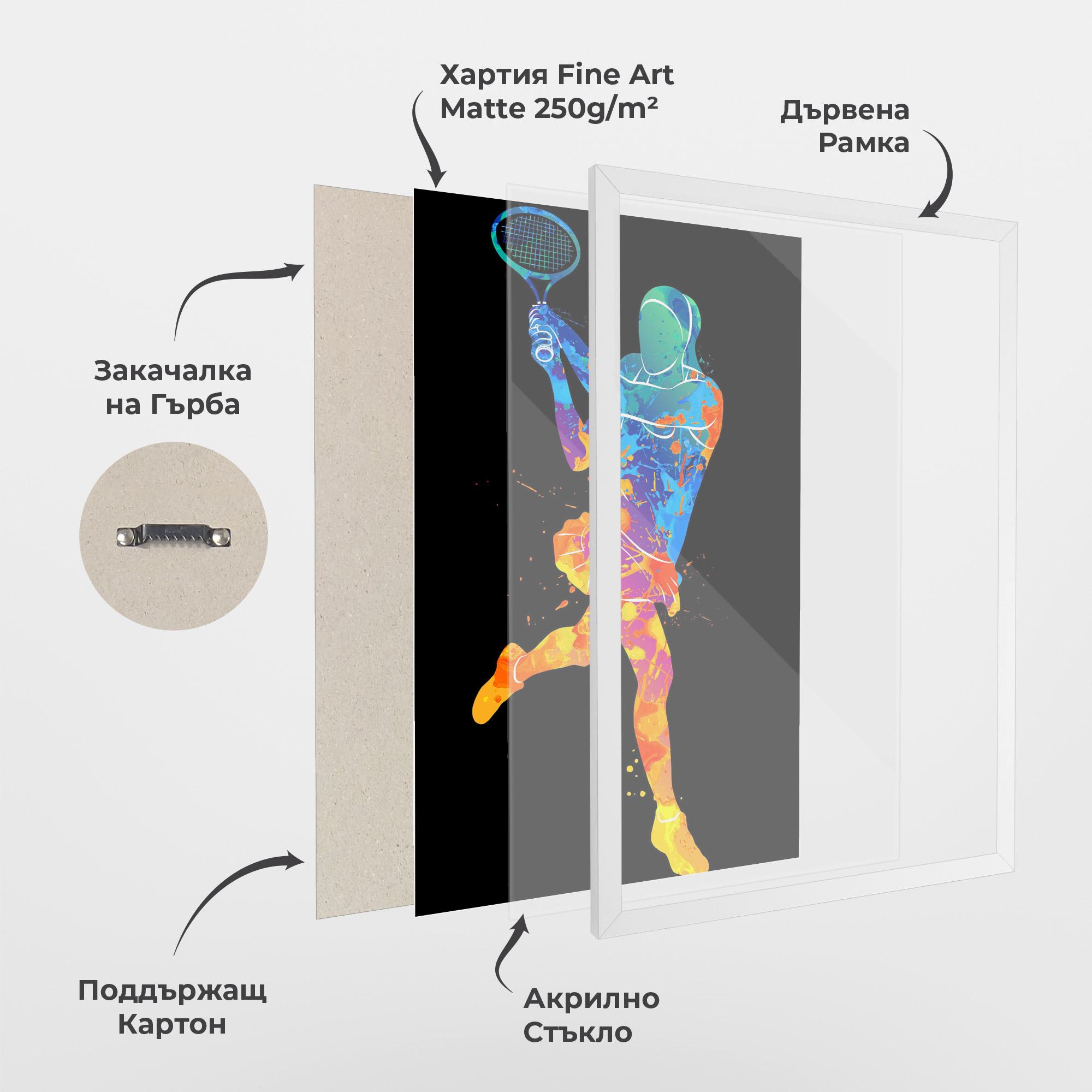 Рамкиран постер Blue Orange Tennis mockup 1