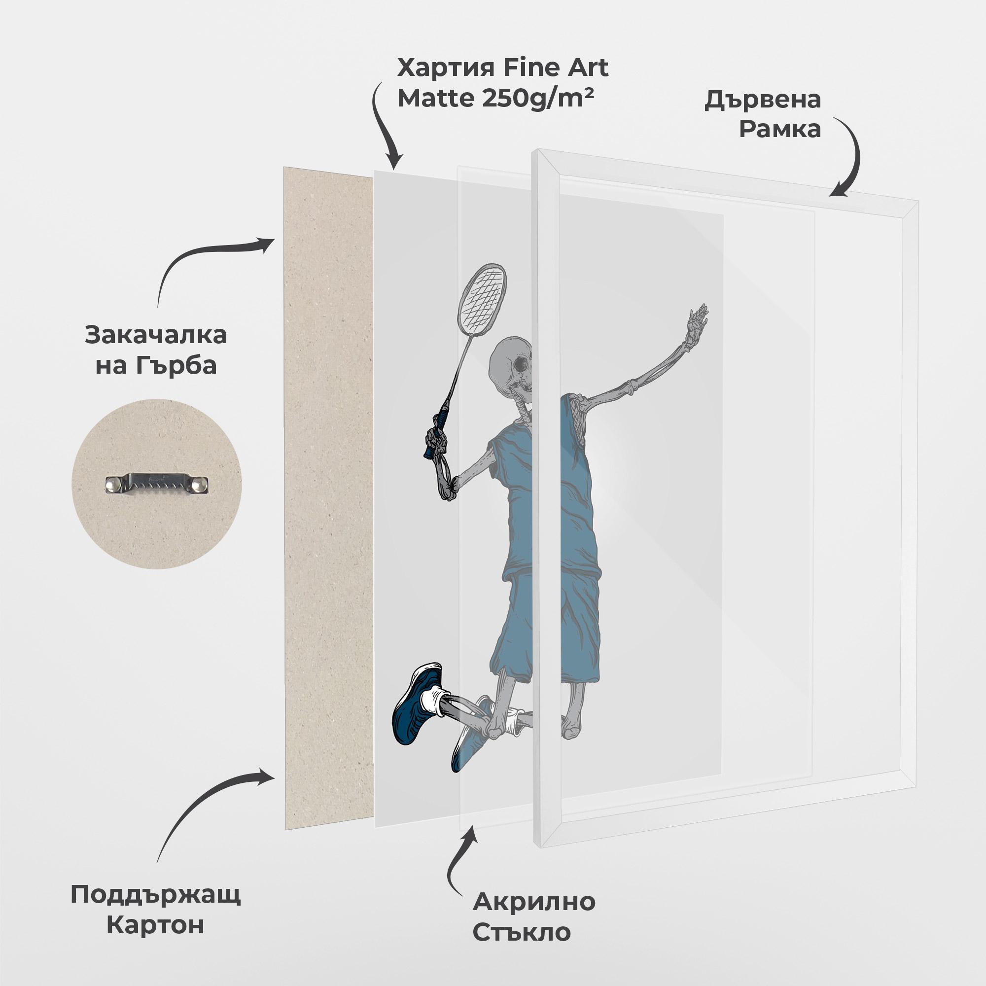 Рамкиран постер Blue Skull Tennis mockup 1