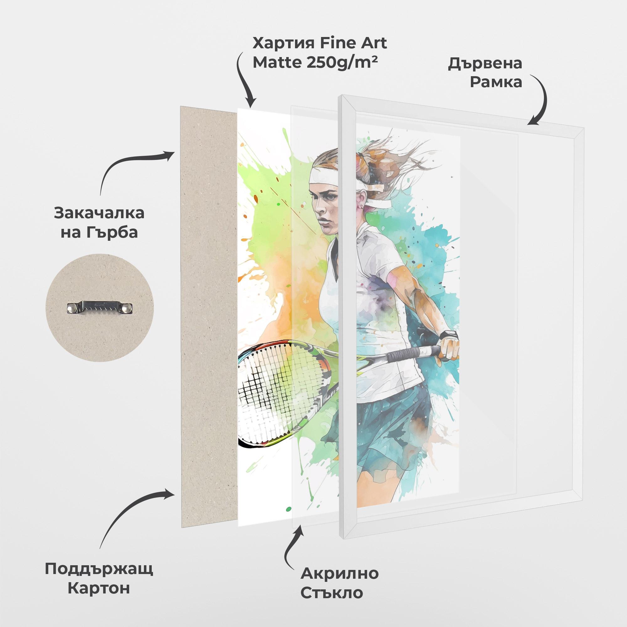 Рамкиран постер Green Blue Tennis mockup 1