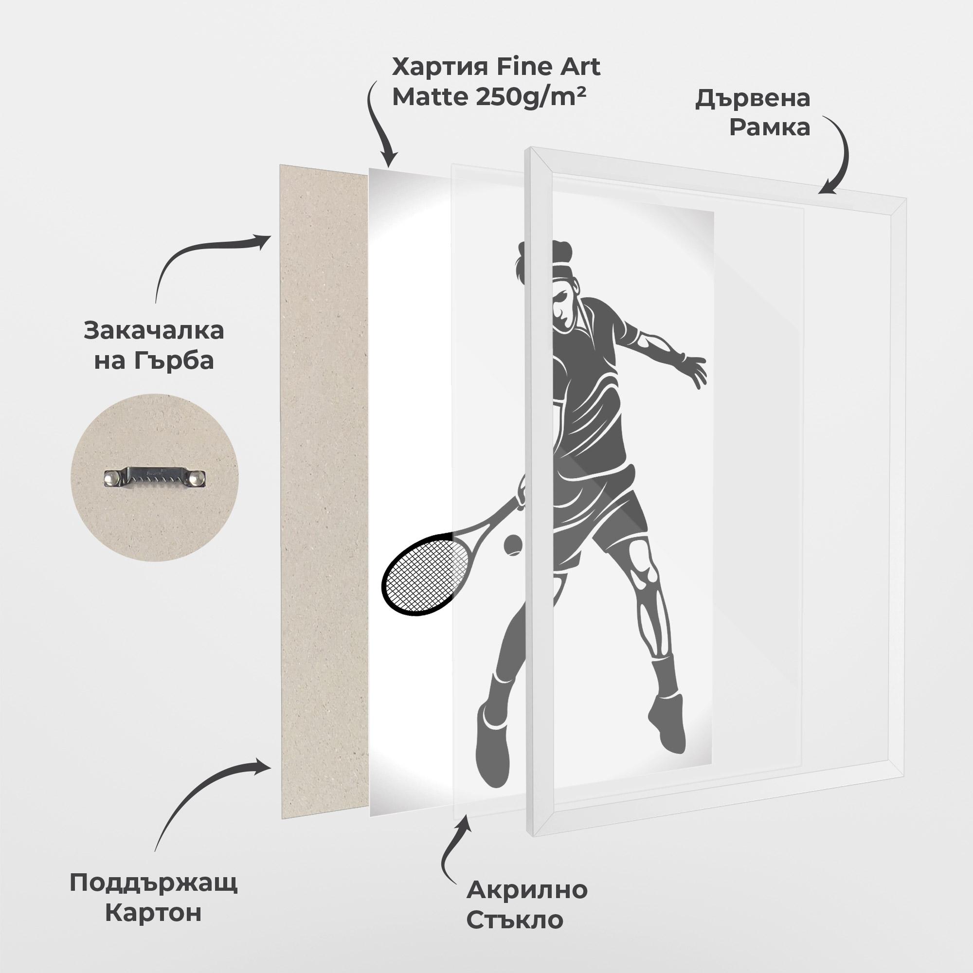 Рамкиран постер Tennis Player Line mockup 1