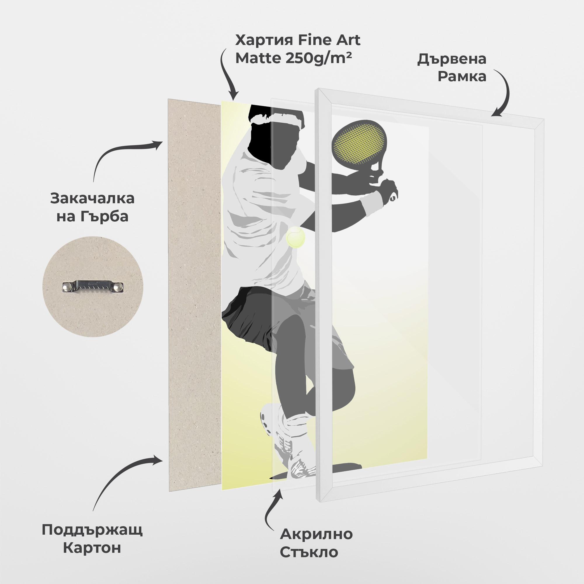 Рамкиран постер Yellow Light Tennis mockup 1