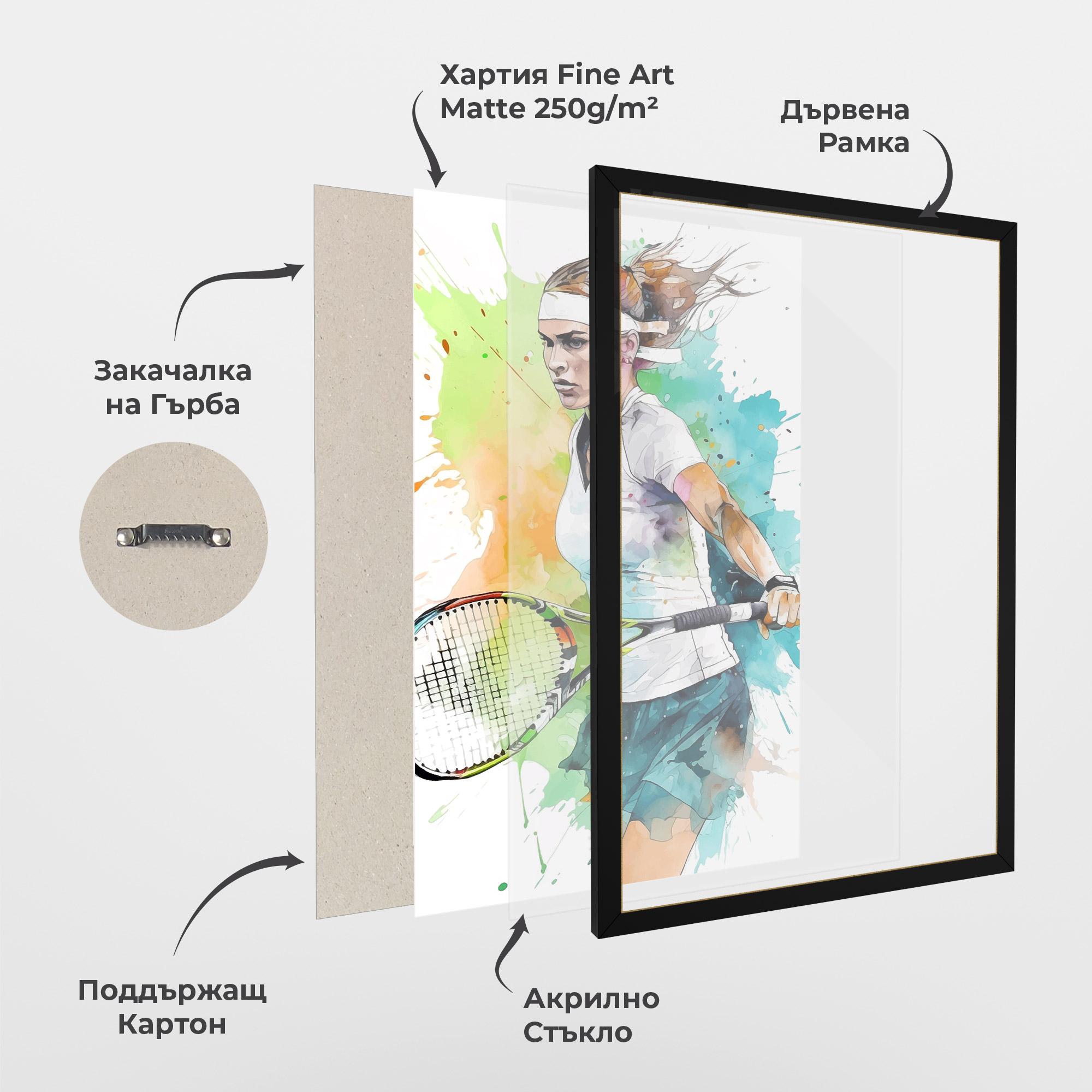 Рамкиран постер Green Blue Tennis mockup 1