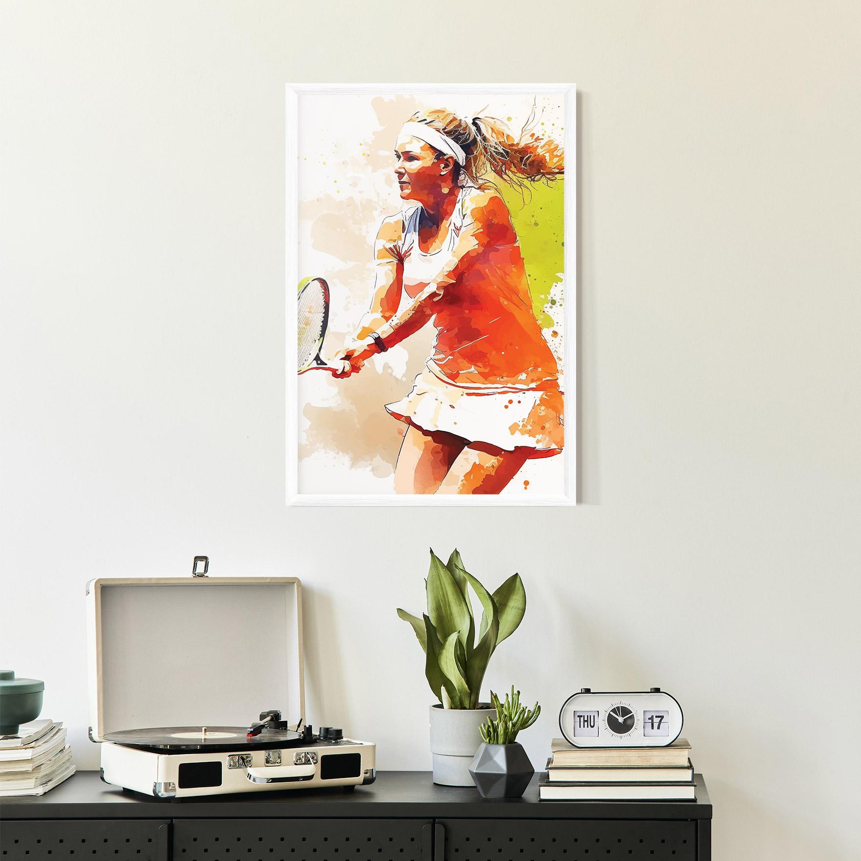Рамкиран постер Orange Watercolor Tennis mockup 2