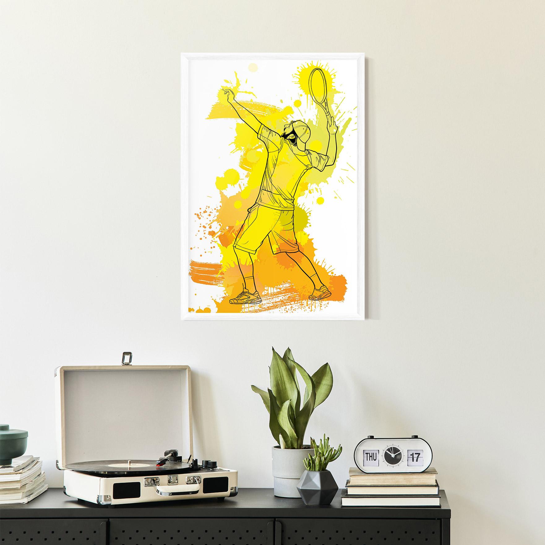 Рамкиран постер Yellow Art Tennis mockup 2