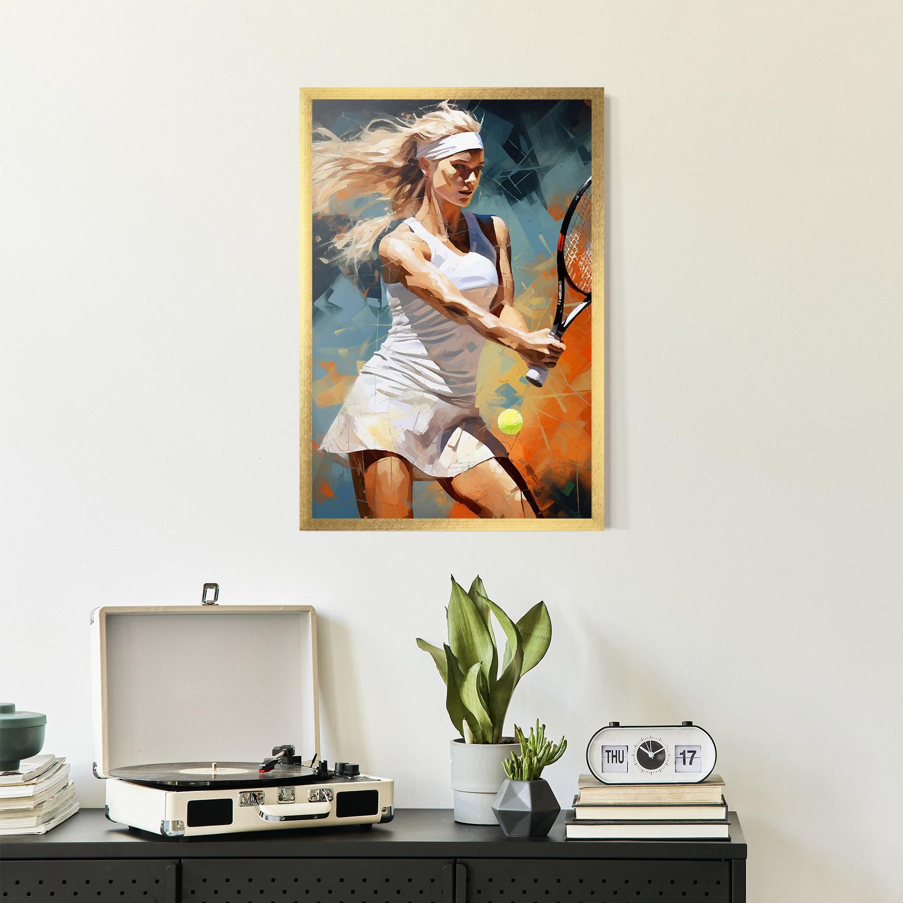 Рамкиран постер Blonde Tennis Girl mockup 2