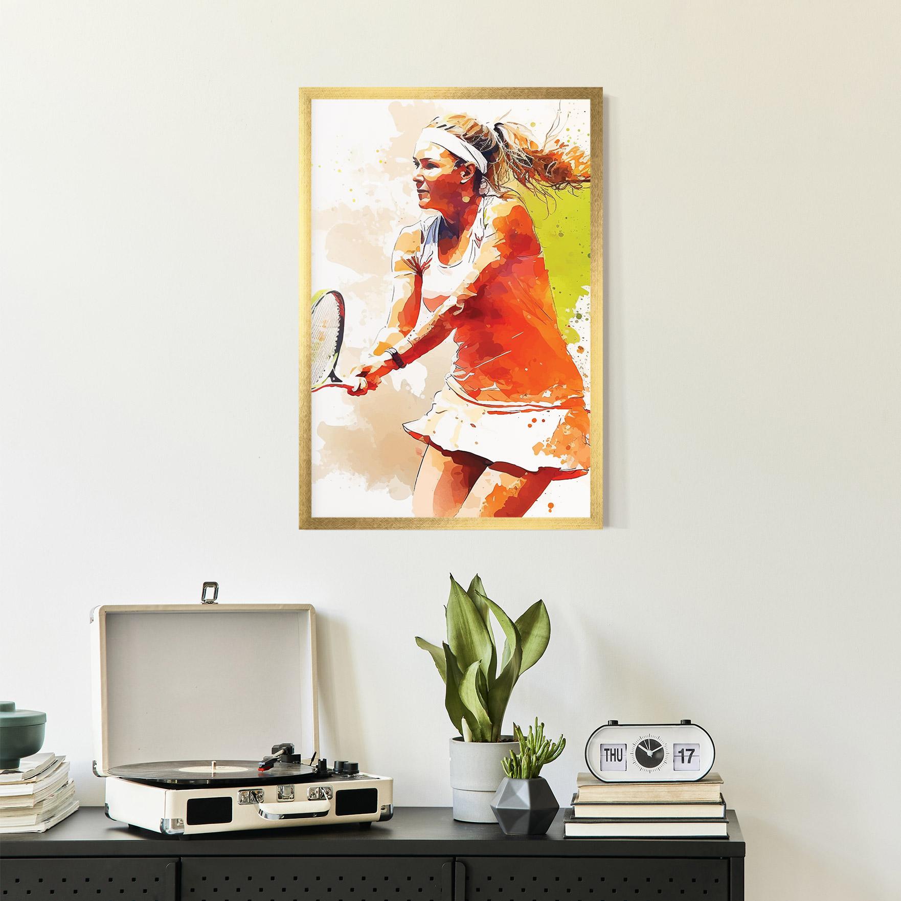 Рамкиран постер Orange Watercolor Tennis mockup 2