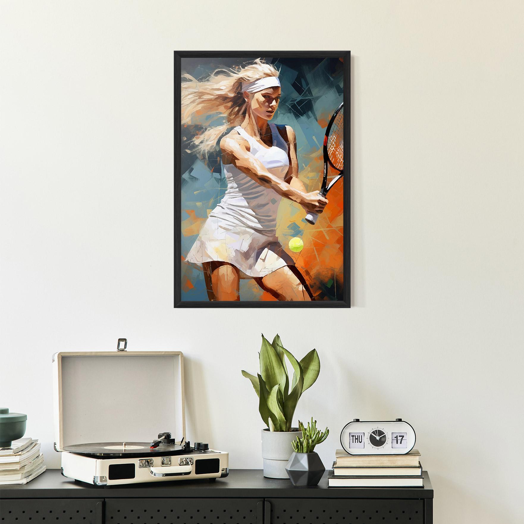 Рамкиран постер Blonde Tennis Girl mockup 2