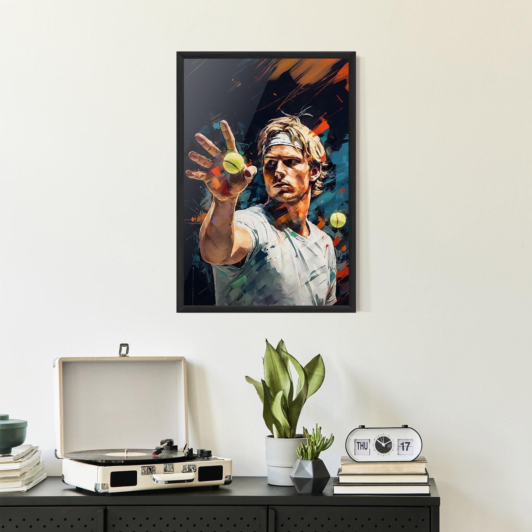 Рамкиран постер Tennis Player Art mockup 2