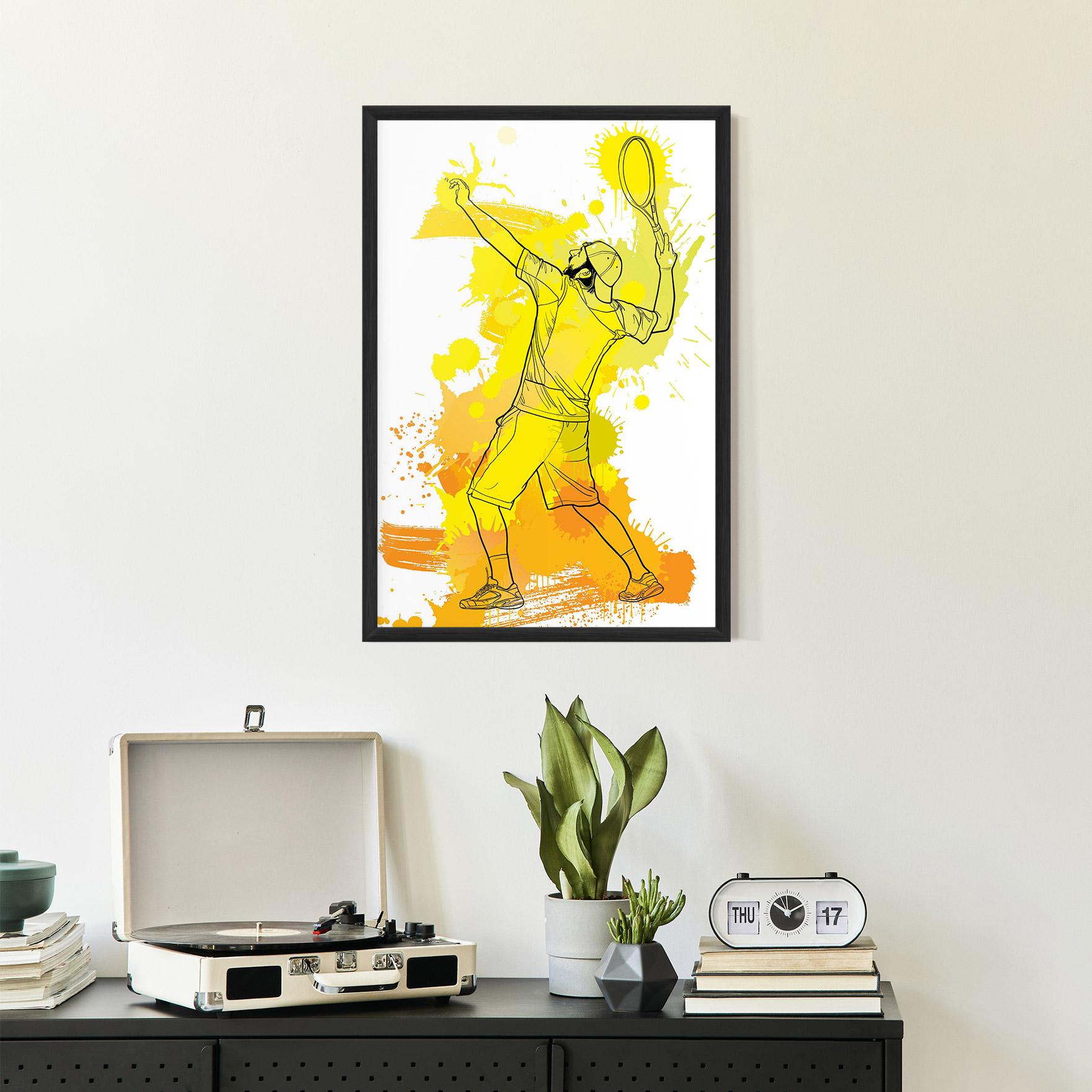 Рамкиран постер Yellow Art Tennis mockup 2