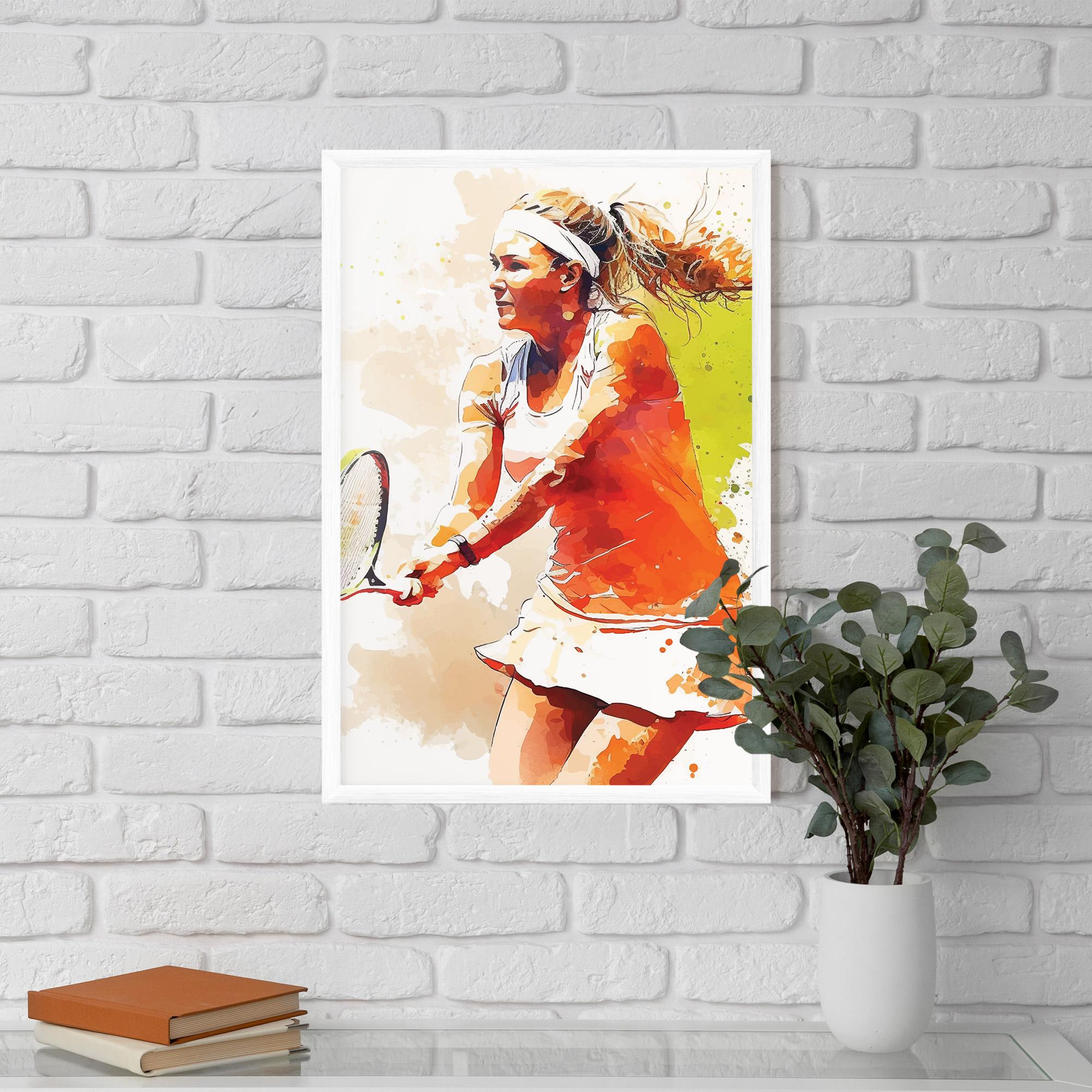 Рамкиран постер Orange Watercolor Tennis mockup 5