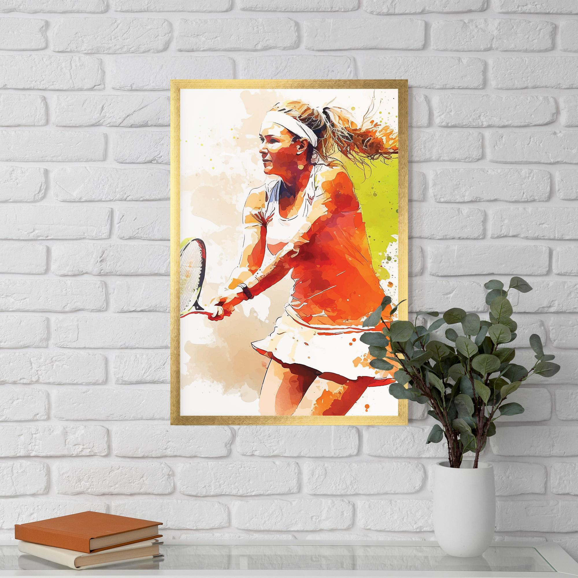 Рамкиран постер Orange Watercolor Tennis mockup 5