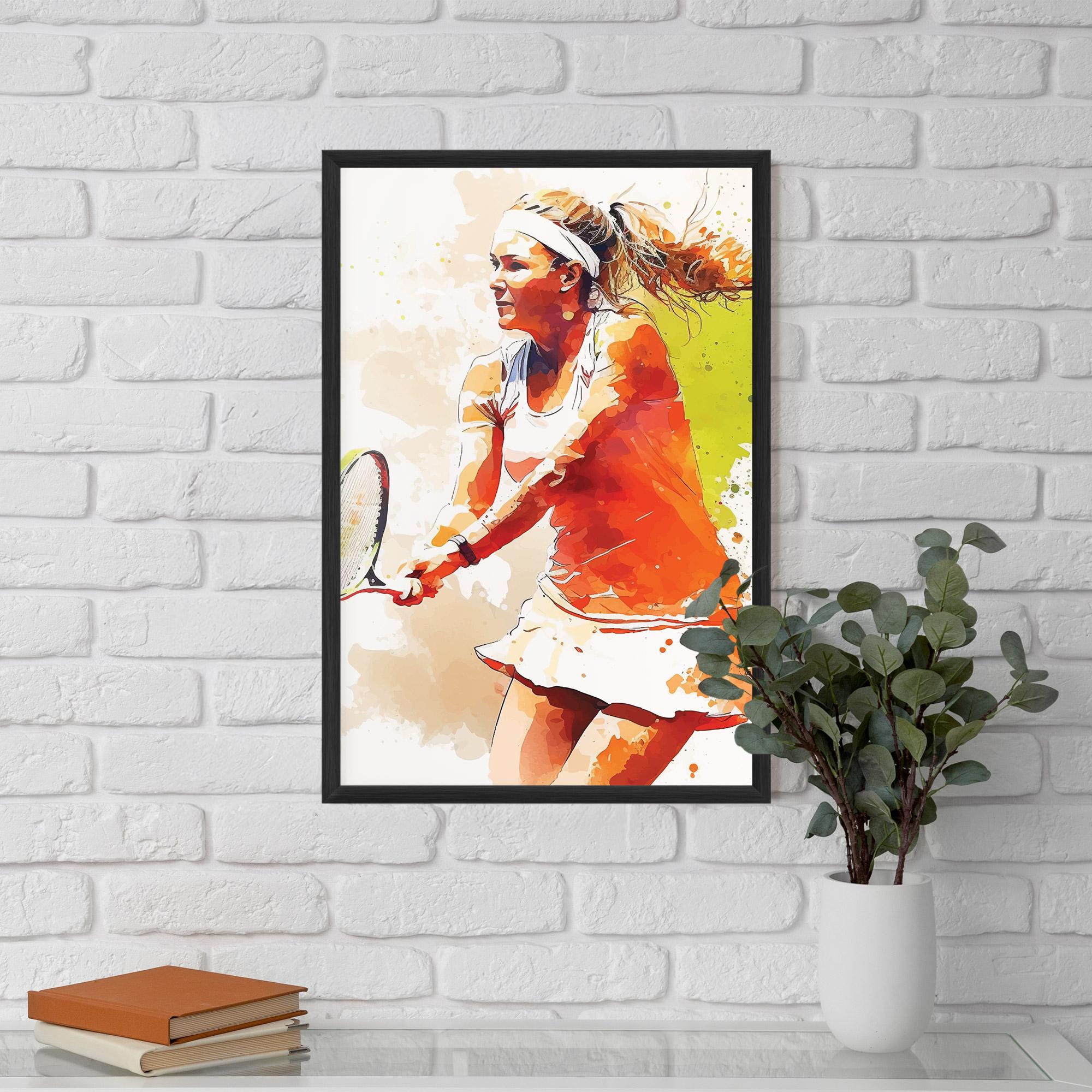 Рамкиран постер Orange Watercolor Tennis mockup 5