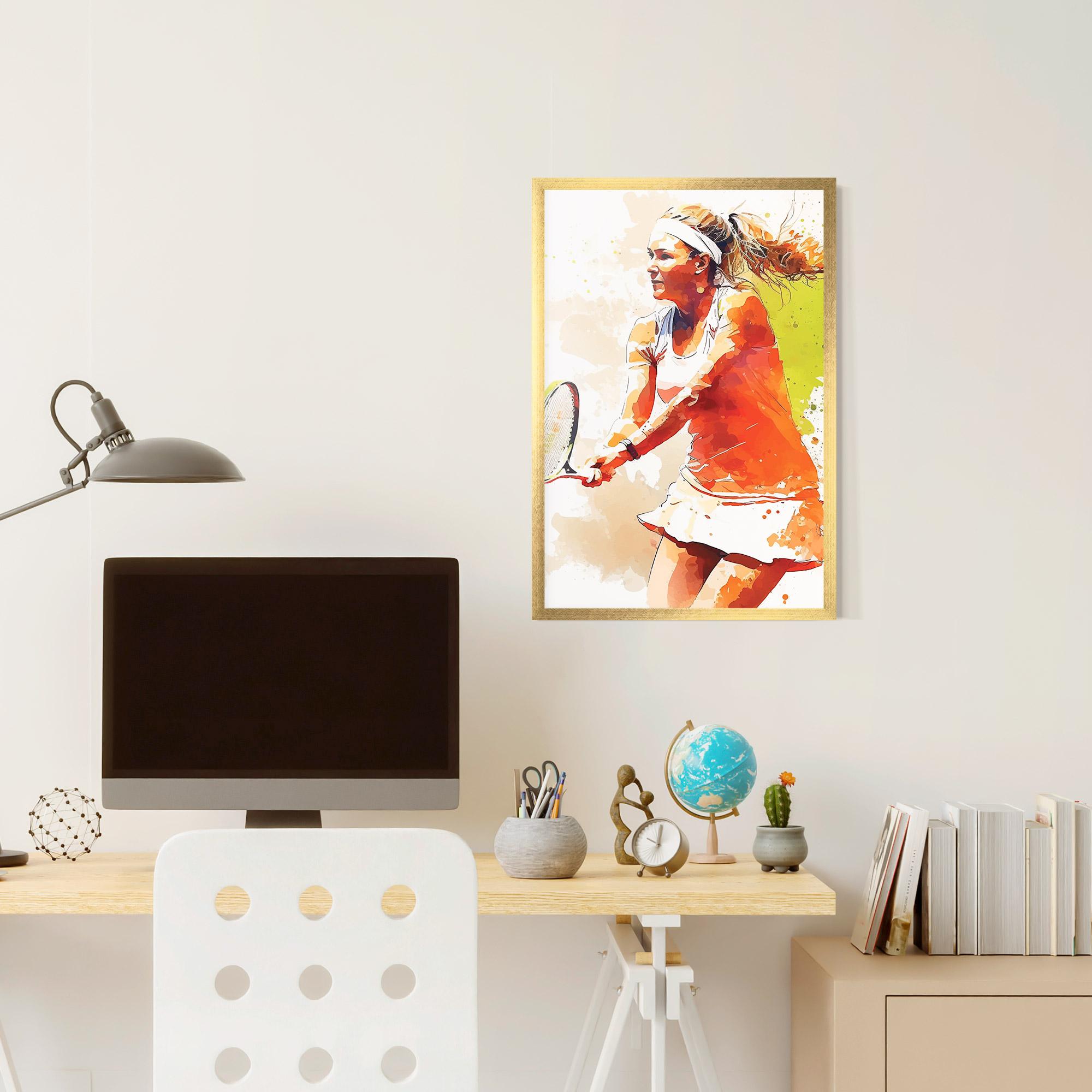 Рамкиран постер Orange Watercolor Tennis mockup 6