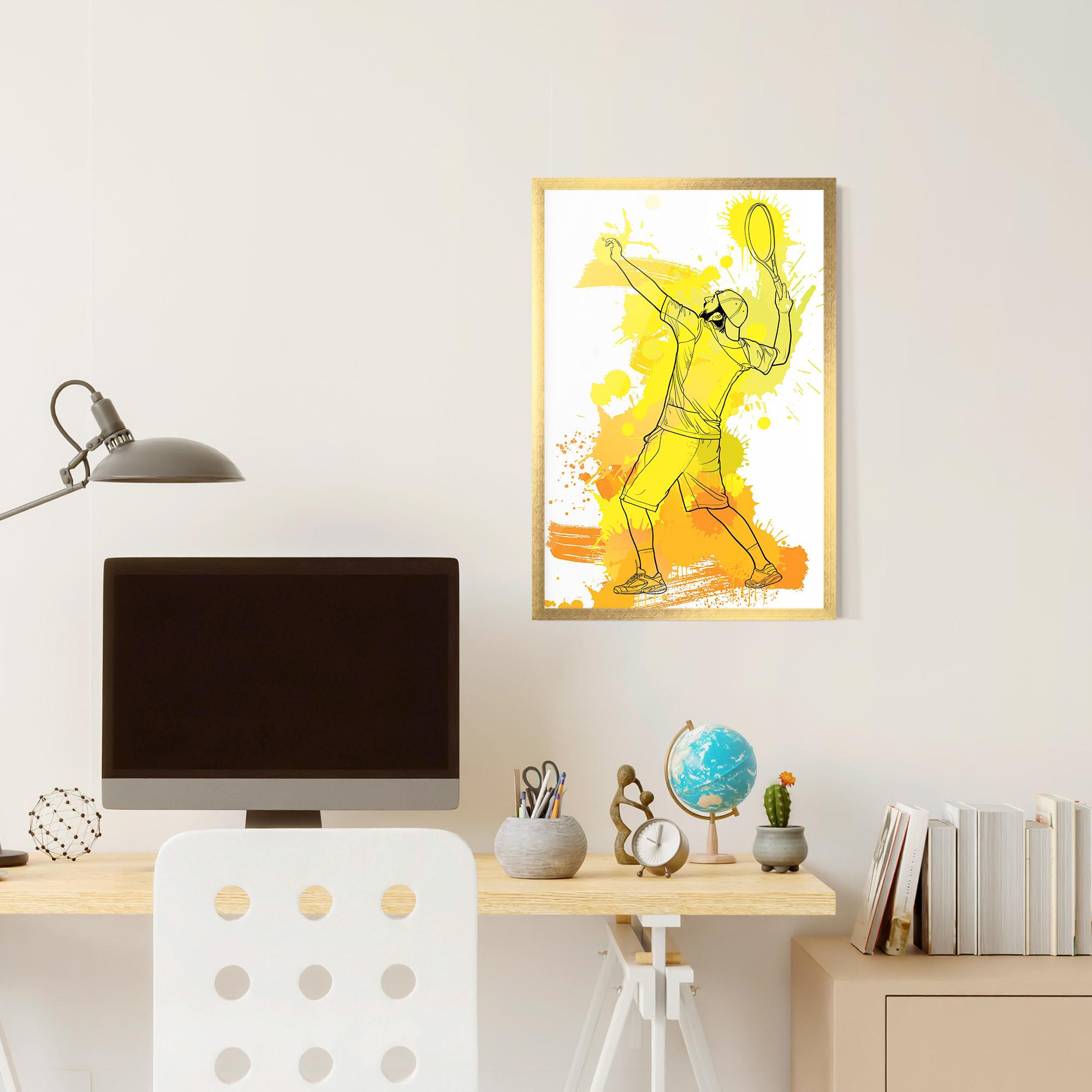 Рамкиран постер Yellow Art Tennis mockup 6