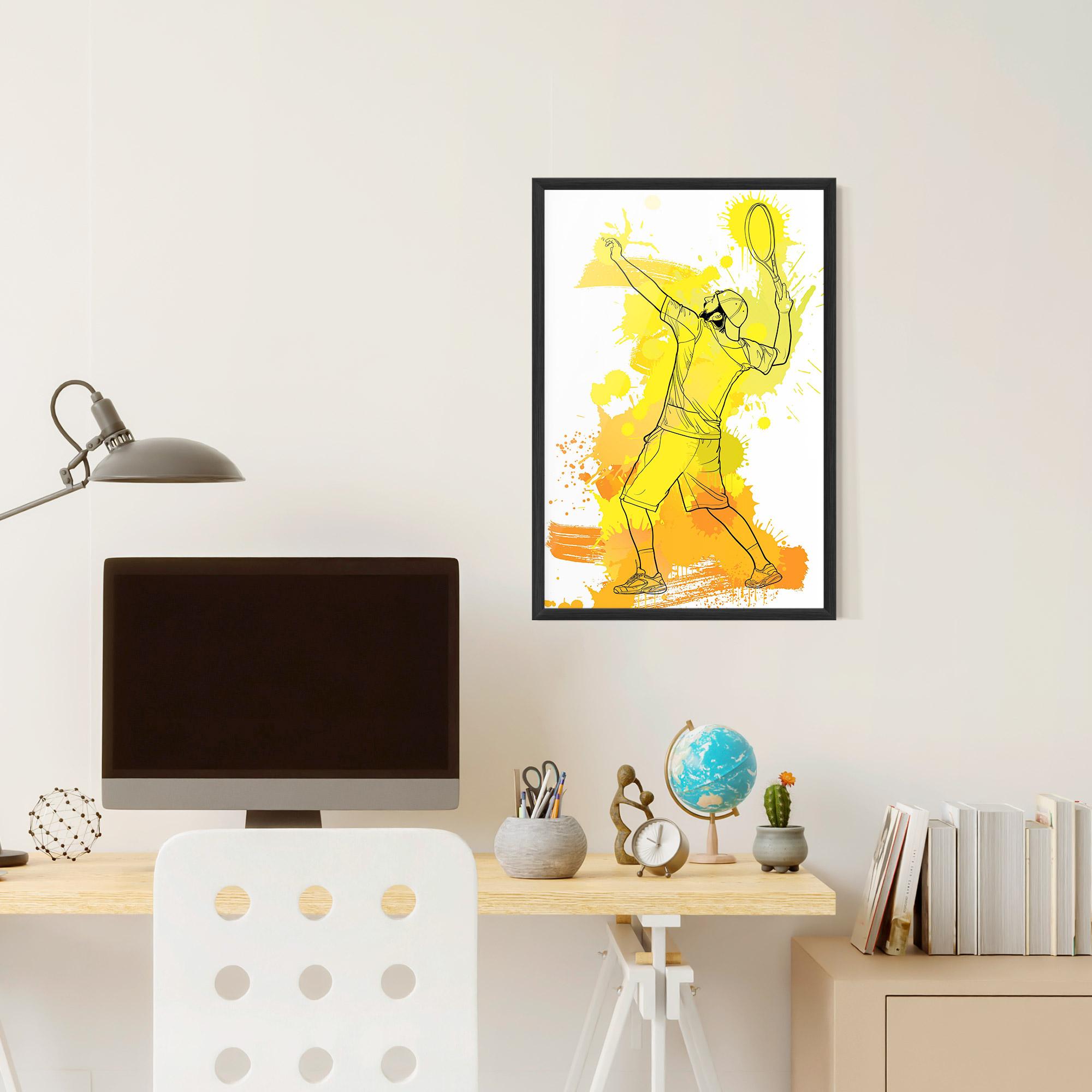 Рамкиран постер Yellow Art Tennis mockup 6